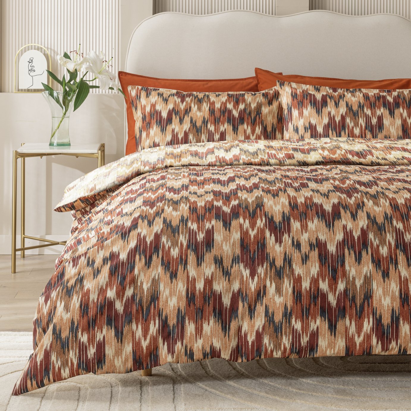 Habitat Cotton Ikat Print Bedding Set - Superking