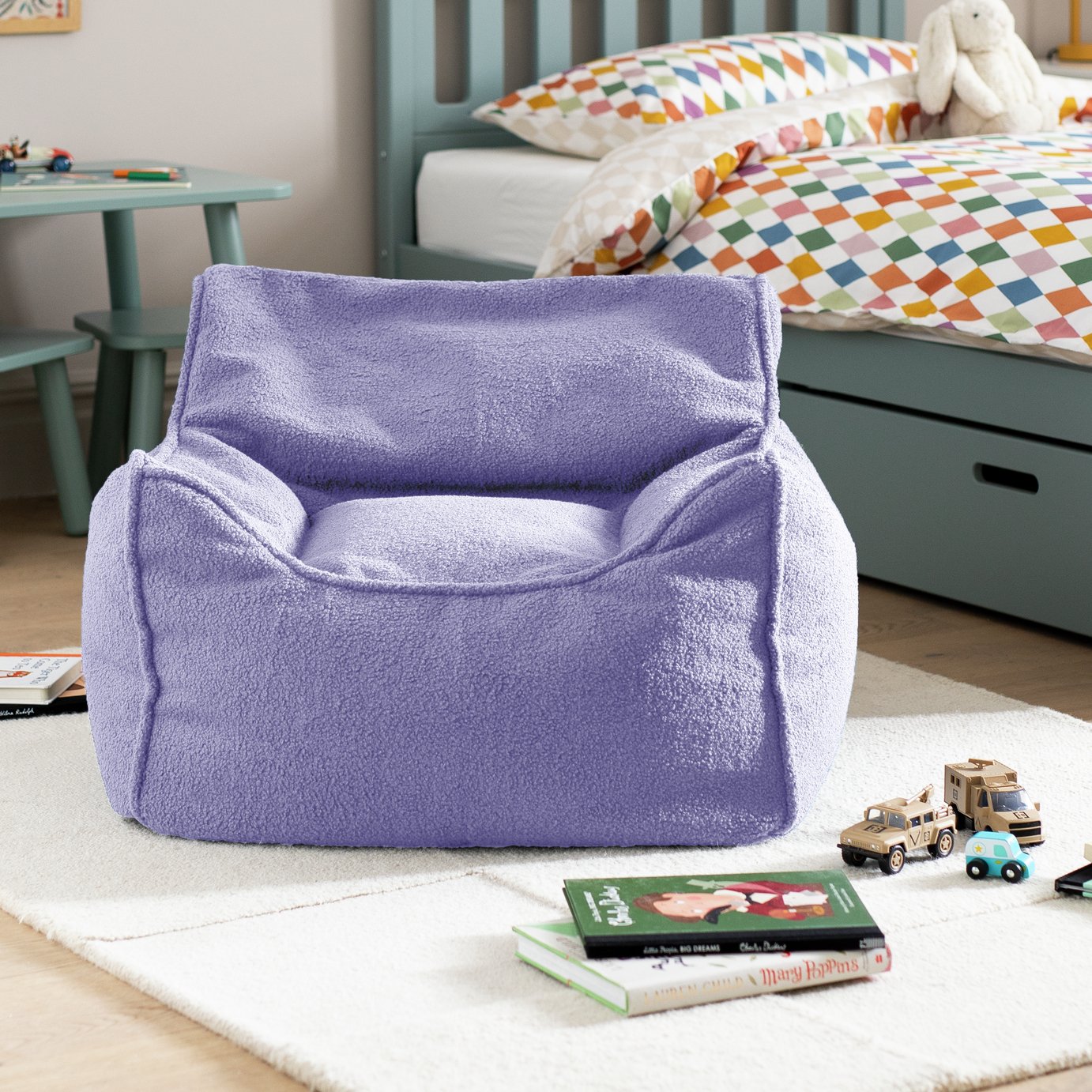 Kaikoo Kids Single Chair Boucle Bean Bag - LiLac