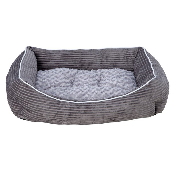 Buy Grey Cord Square Pet Bed Medium Dog beds Argos