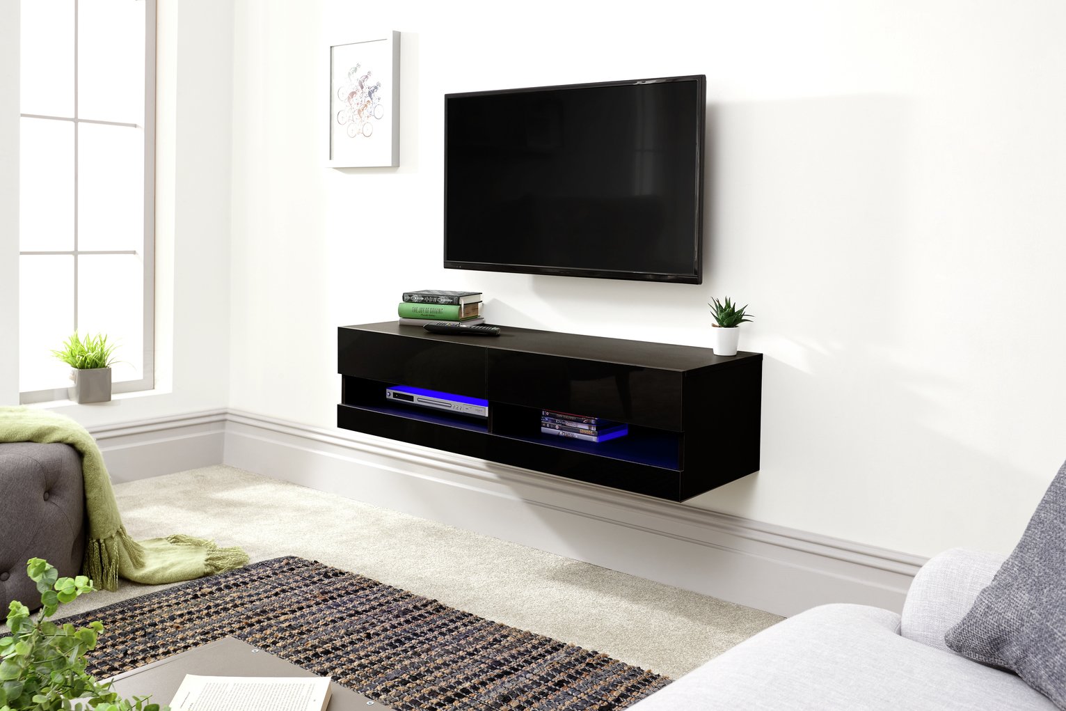 GFW Galicia 120cm LED Wall TV Unit