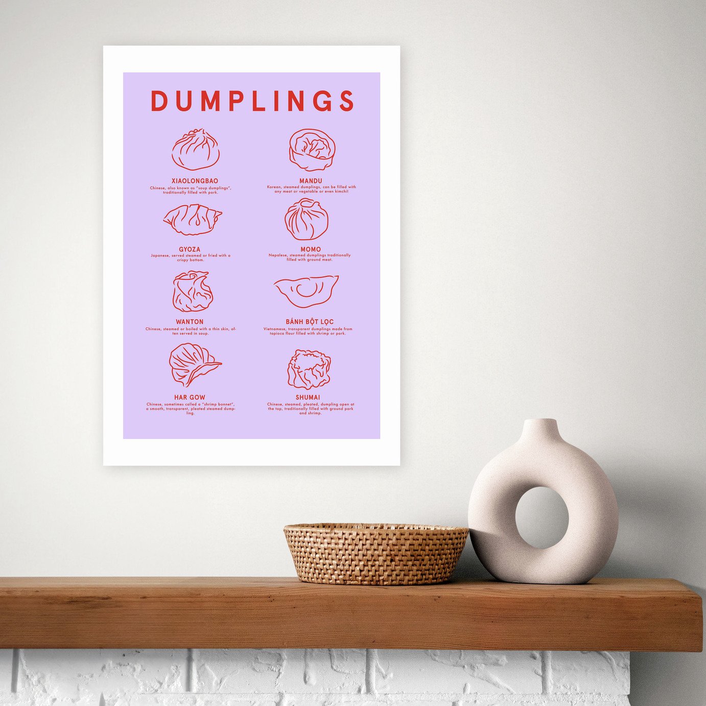 East End Prints Dumplings Menu Art Print