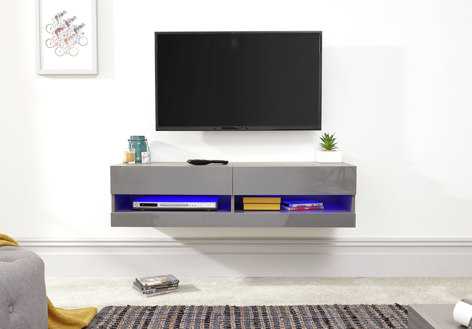 GFW Galicia 120cm LED Wall TV Unit