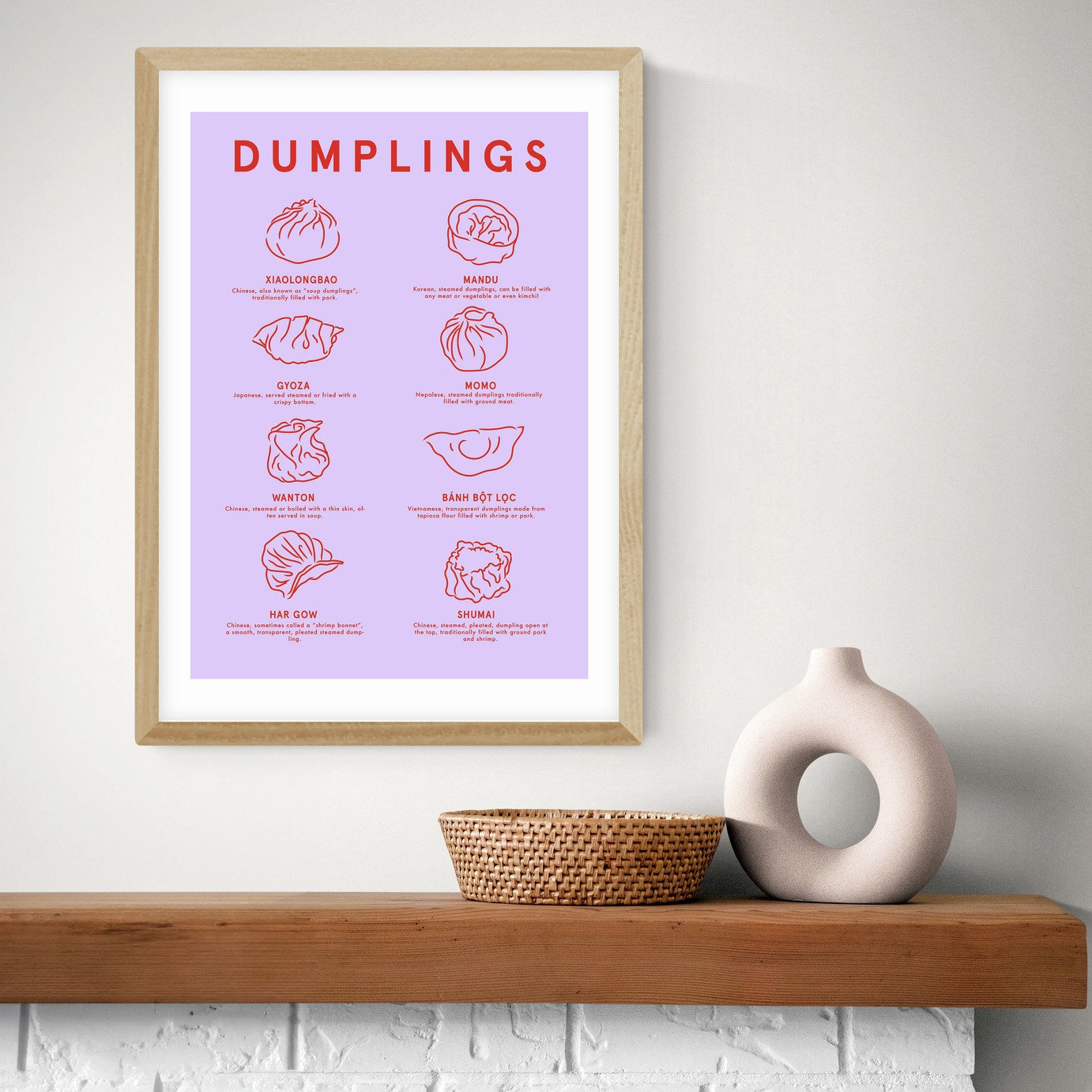 East End Prints Dumplings Menu Art Print