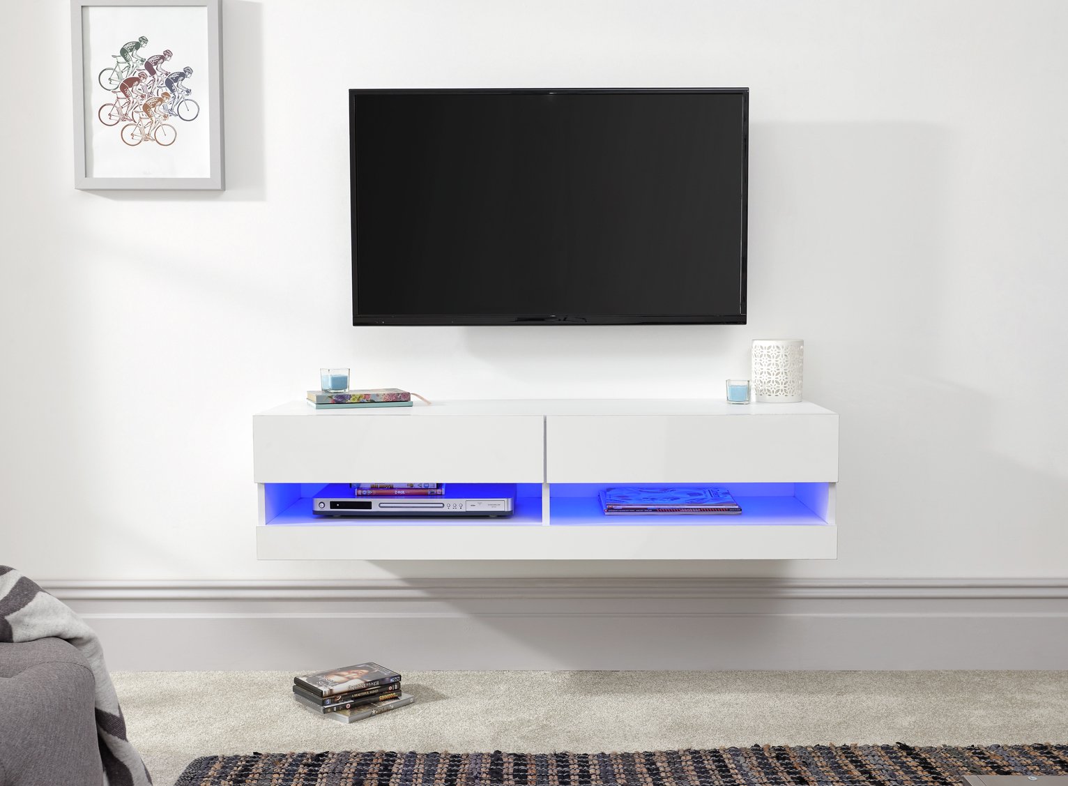 GFW Galicia 120cm LED Wall TV Unit