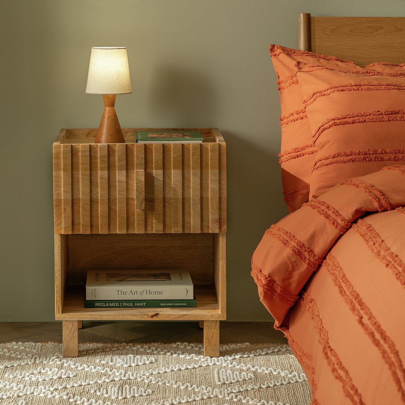 Habitat Jericho 1 Drawer Bedside Table - Natural