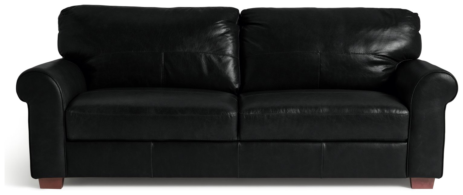 Argos Home Salisbury Leather 4 Seater Sofa - Black