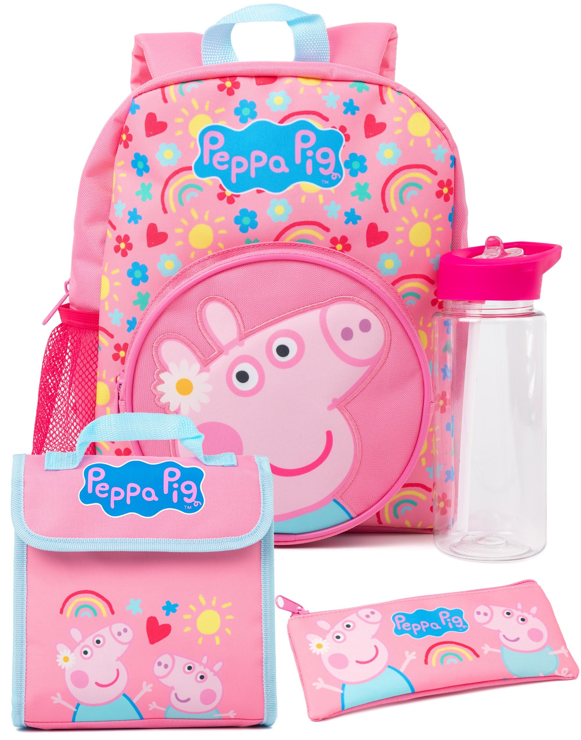 Peppa Pig Character Kids Girls 4 Piece Backpack Set - Pink