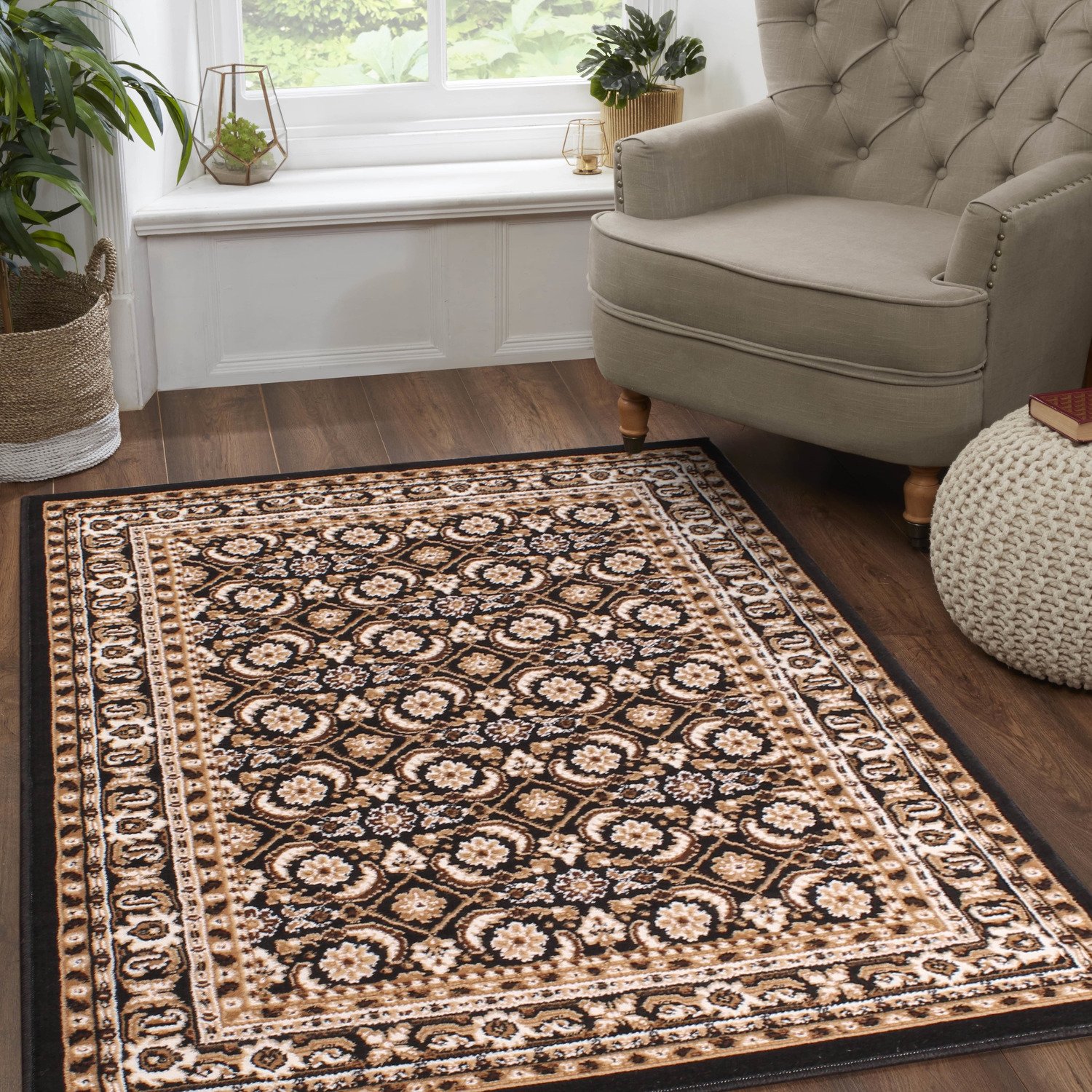 DS Living Venesia Traditional Rug - Black - 110x60cm