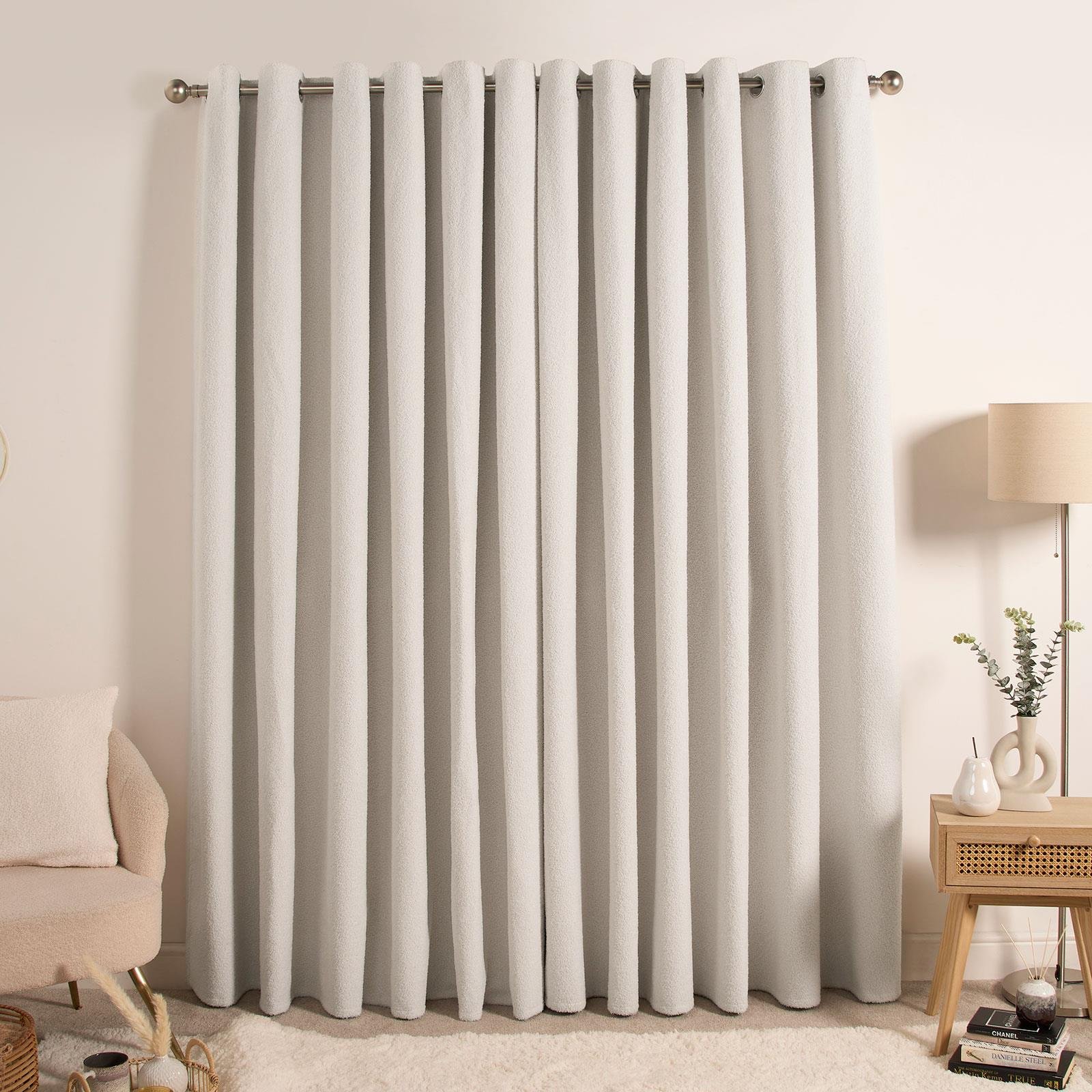 OHS Plain Boucle Eyelet Curtains 229 x 229cm - Cream