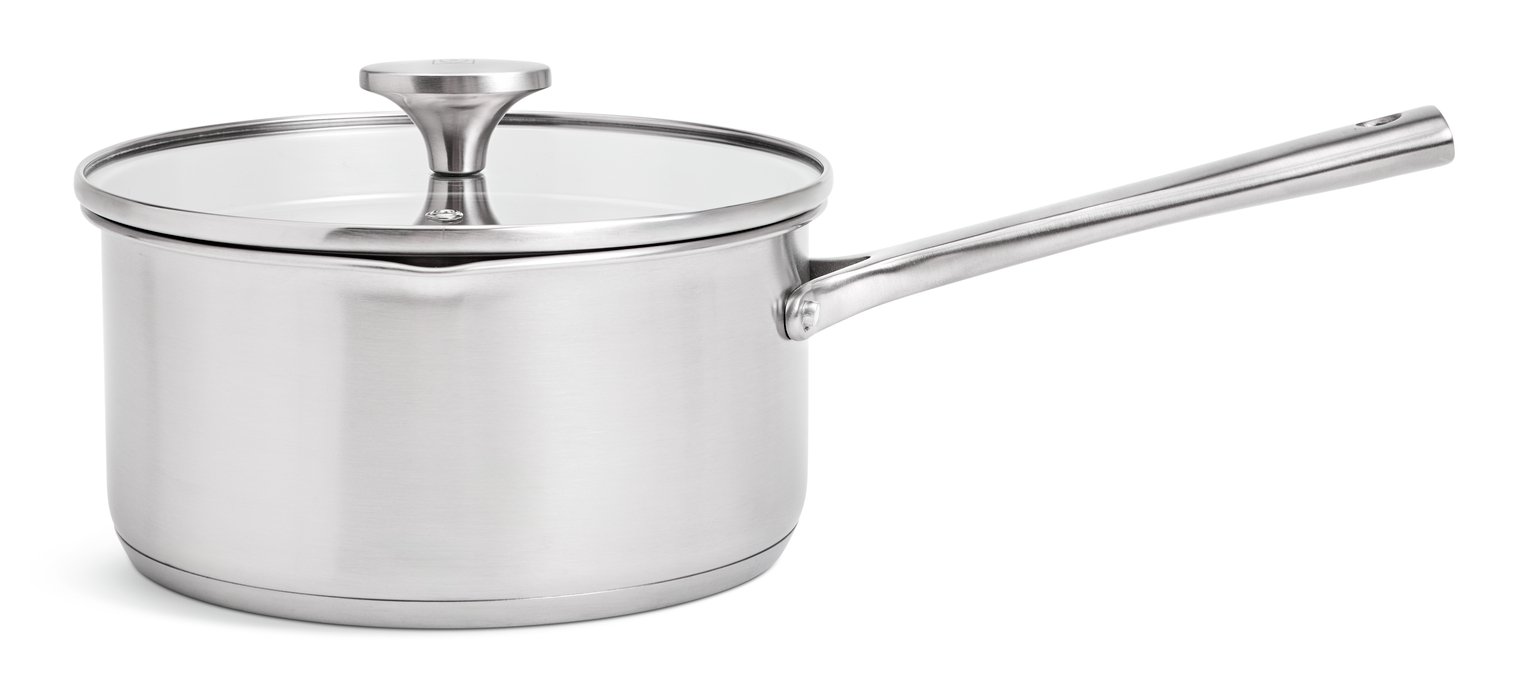 Habitat 18cm Brushed Stainless Steel Saucepan