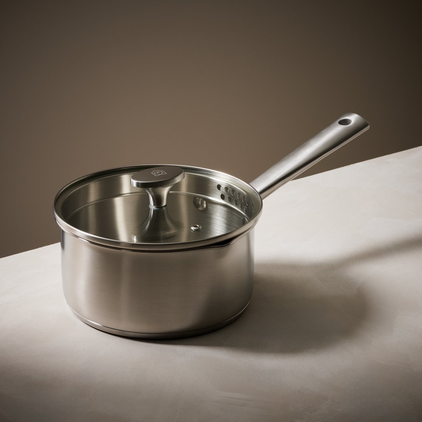 Habitat 18cm Brushed Stainless Steel Saucepan