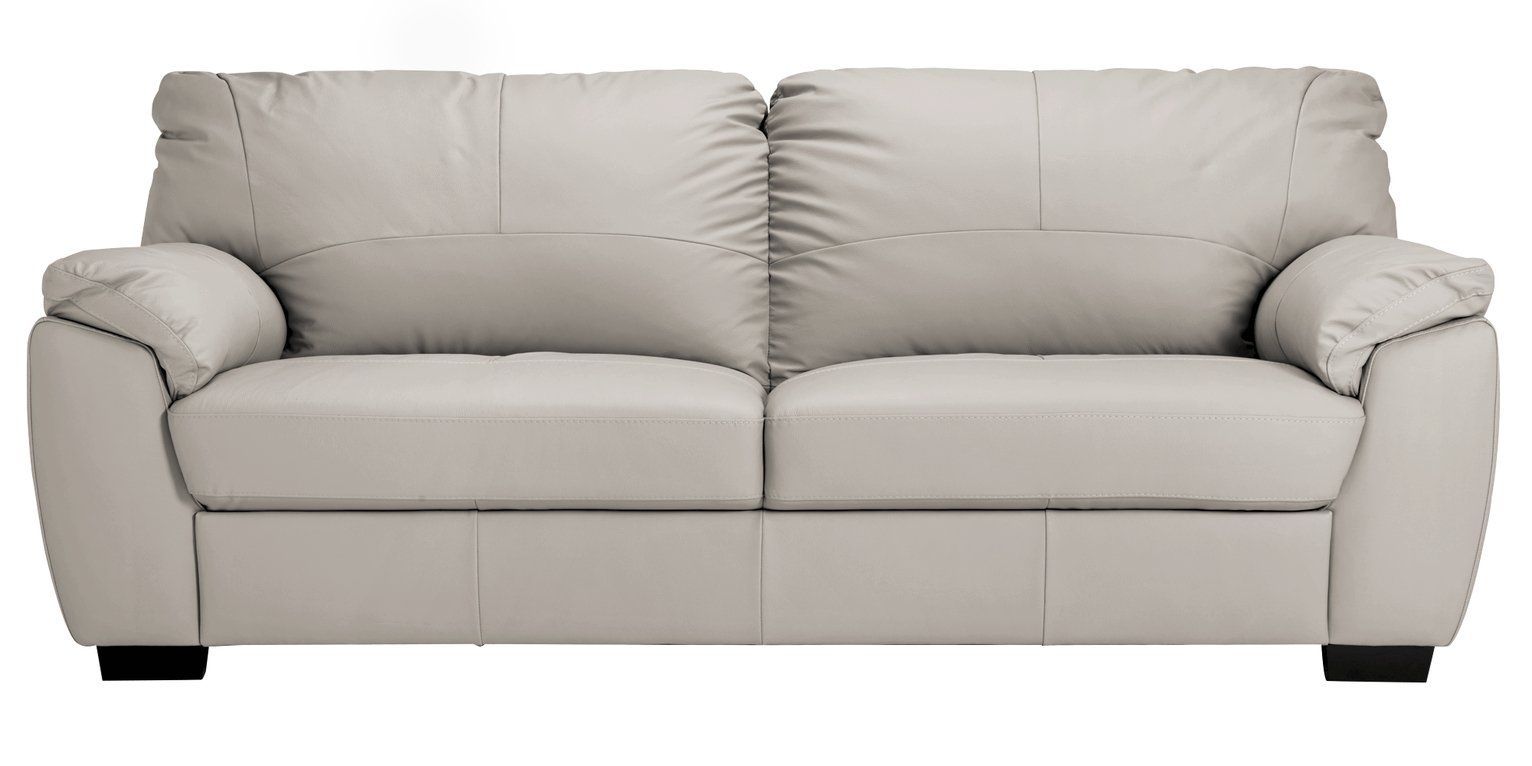 Argos Home Milano Leather 4 Seater Sofa - Light Grey