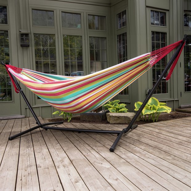 Buy Vivere Salsa Double Hammock with Metal Stand Hammocks and swing seats Argos