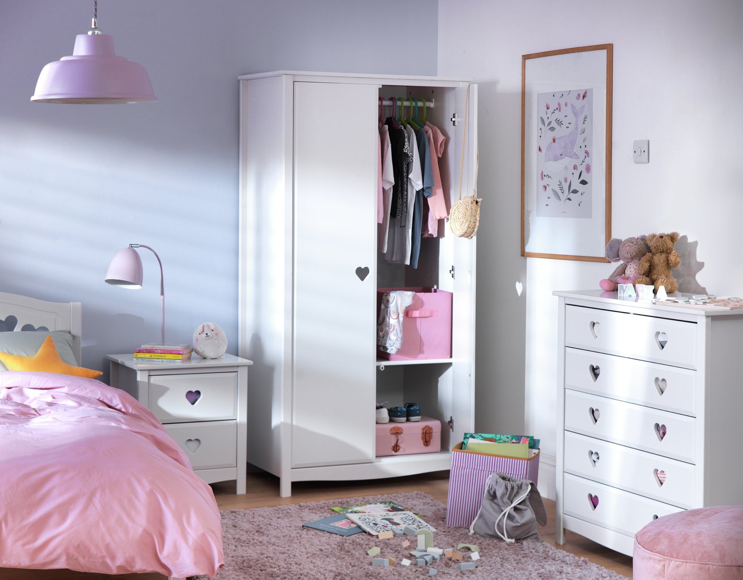 Argos Home Kids Mia 3 Piece 2 Door Wardrobe Set - White
