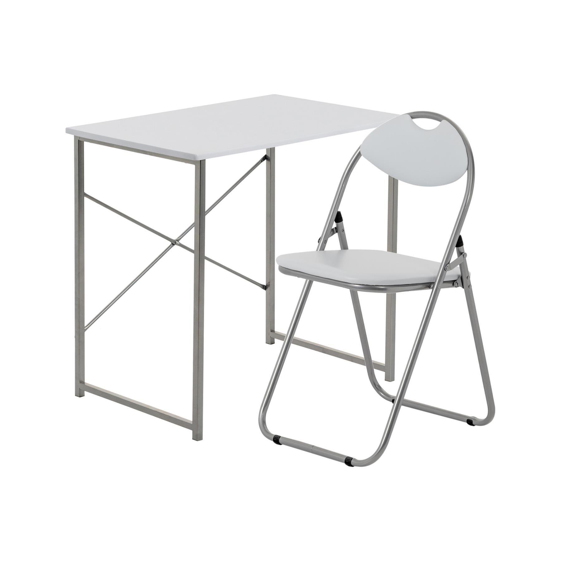 Harbour Housewares White Industrial Office Desk & Chair Set - White