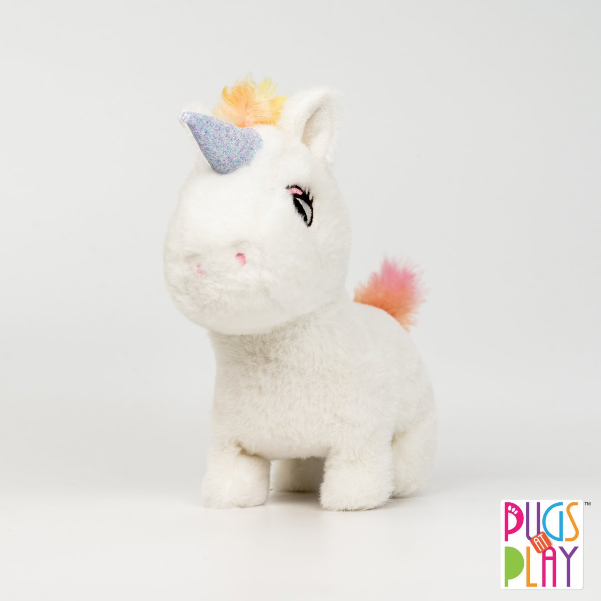 Pugs at Play Sugar the Unicorn Interactive Plush Toy - White