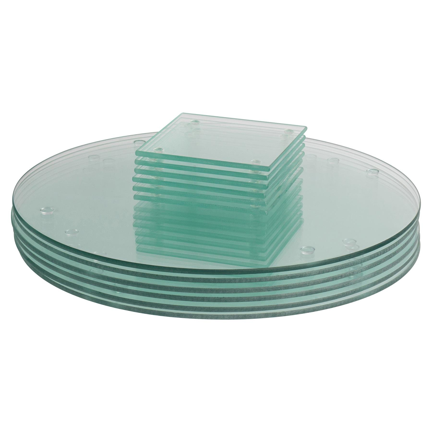 Harbour Housewares 12 Piece Round Glass Placemats & Coasters Set - Clear