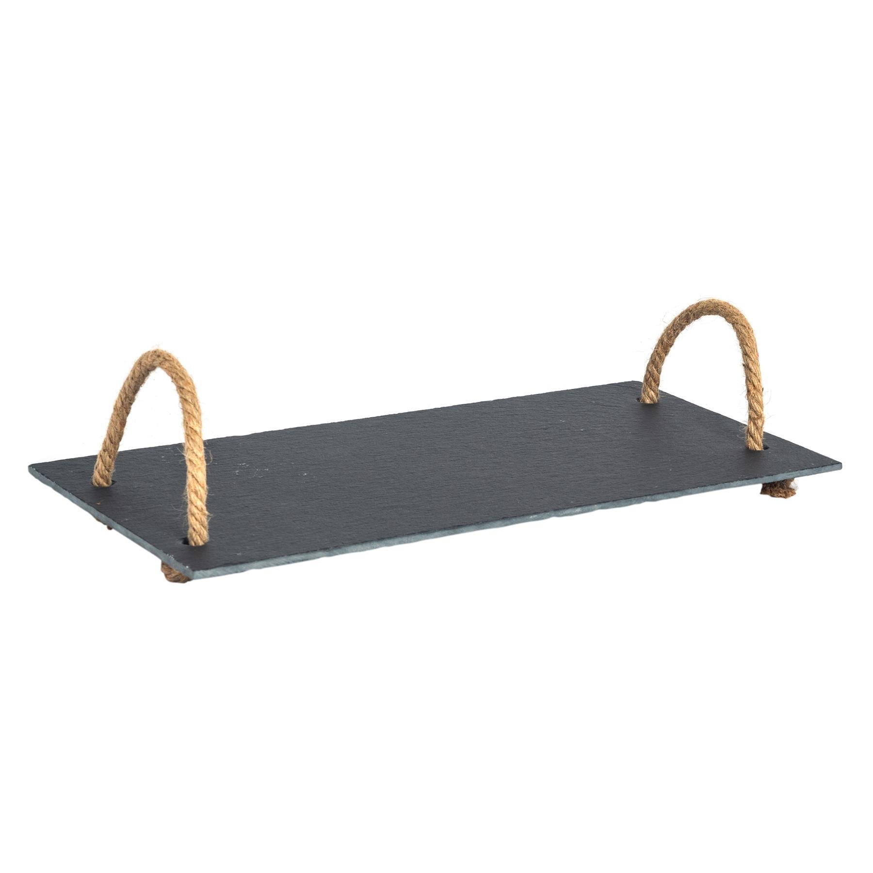 Argon Tableware Slate Serving Tray with Rope Handles