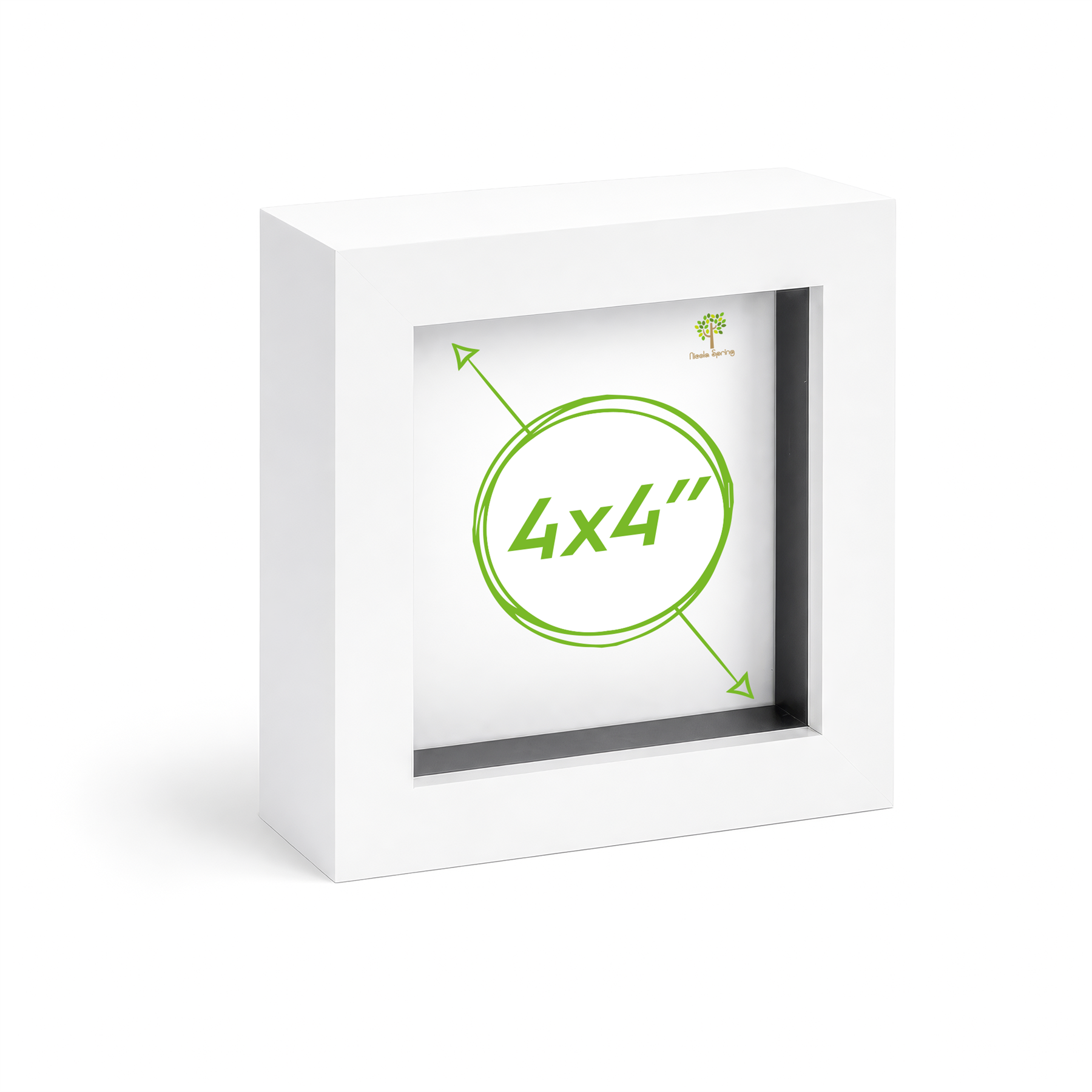 Nicola Spring 3D Box Photo Frame 4" x 4" - White