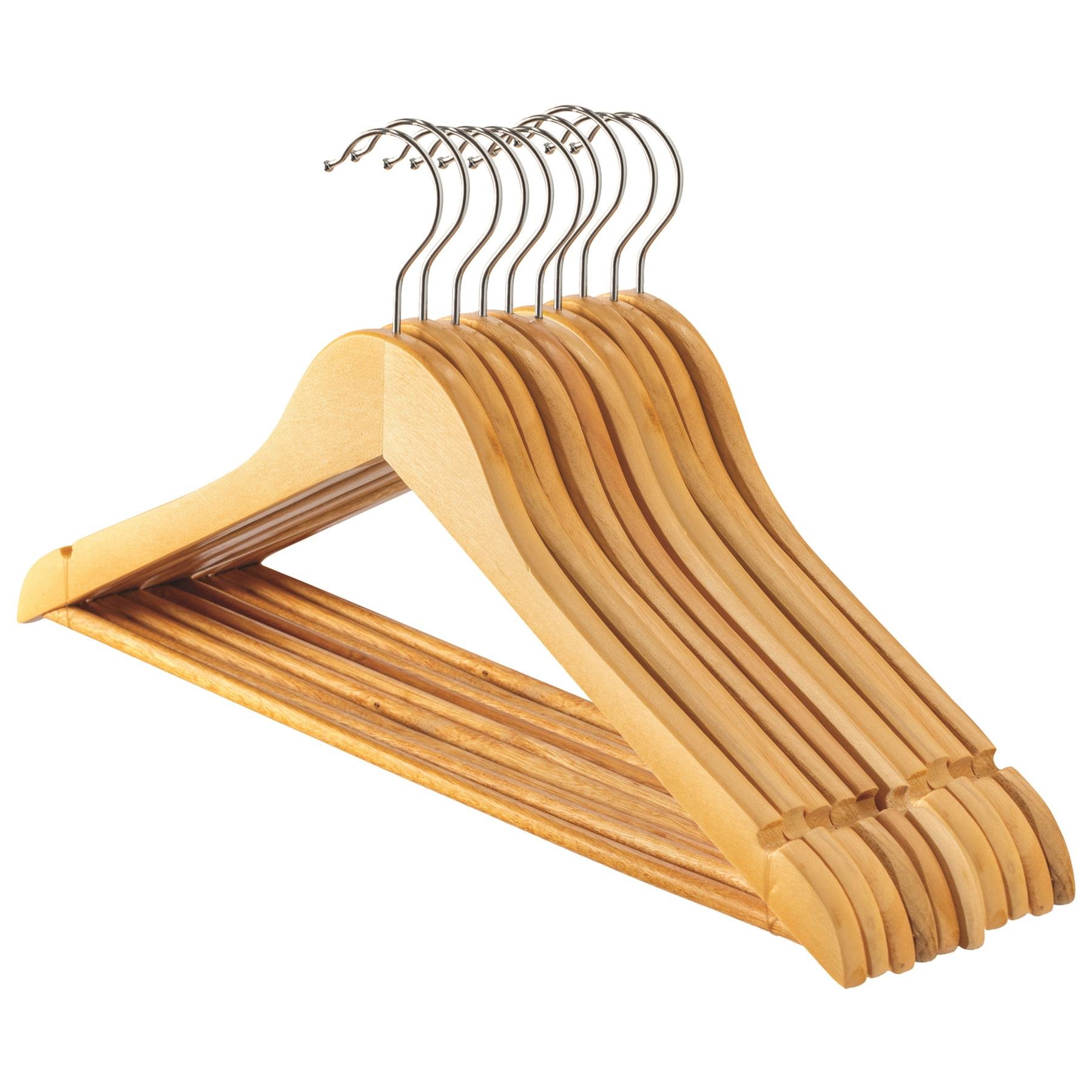 Harbour Housewares Wooden Coat Hangers - Brown - Pack of 10