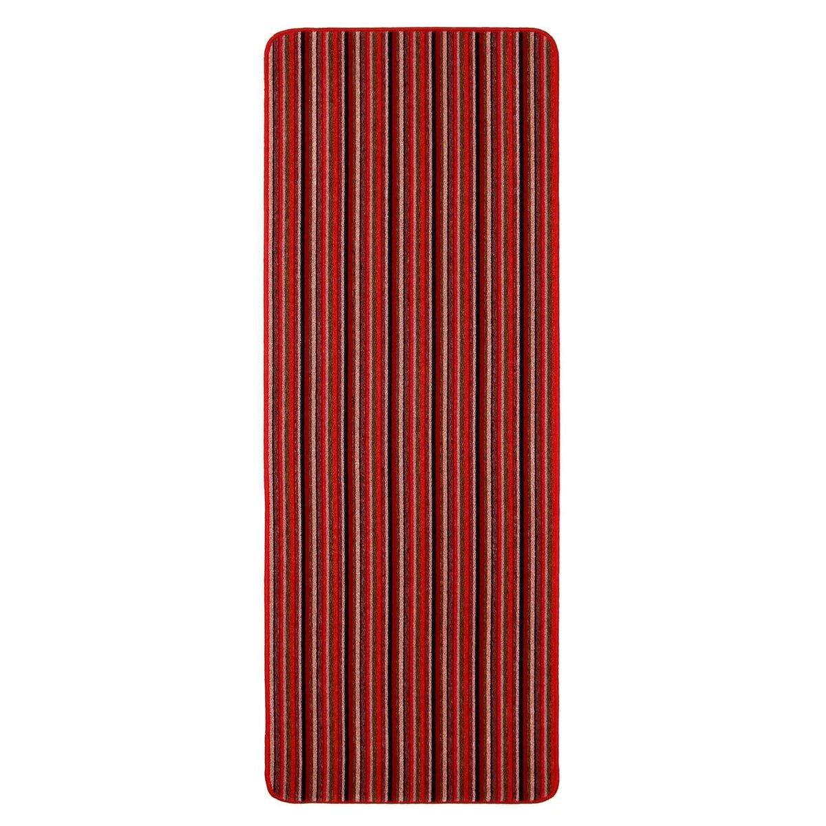 The Rugs Red Striped Washable Nonslip Runner Rug - 67 x 180cm