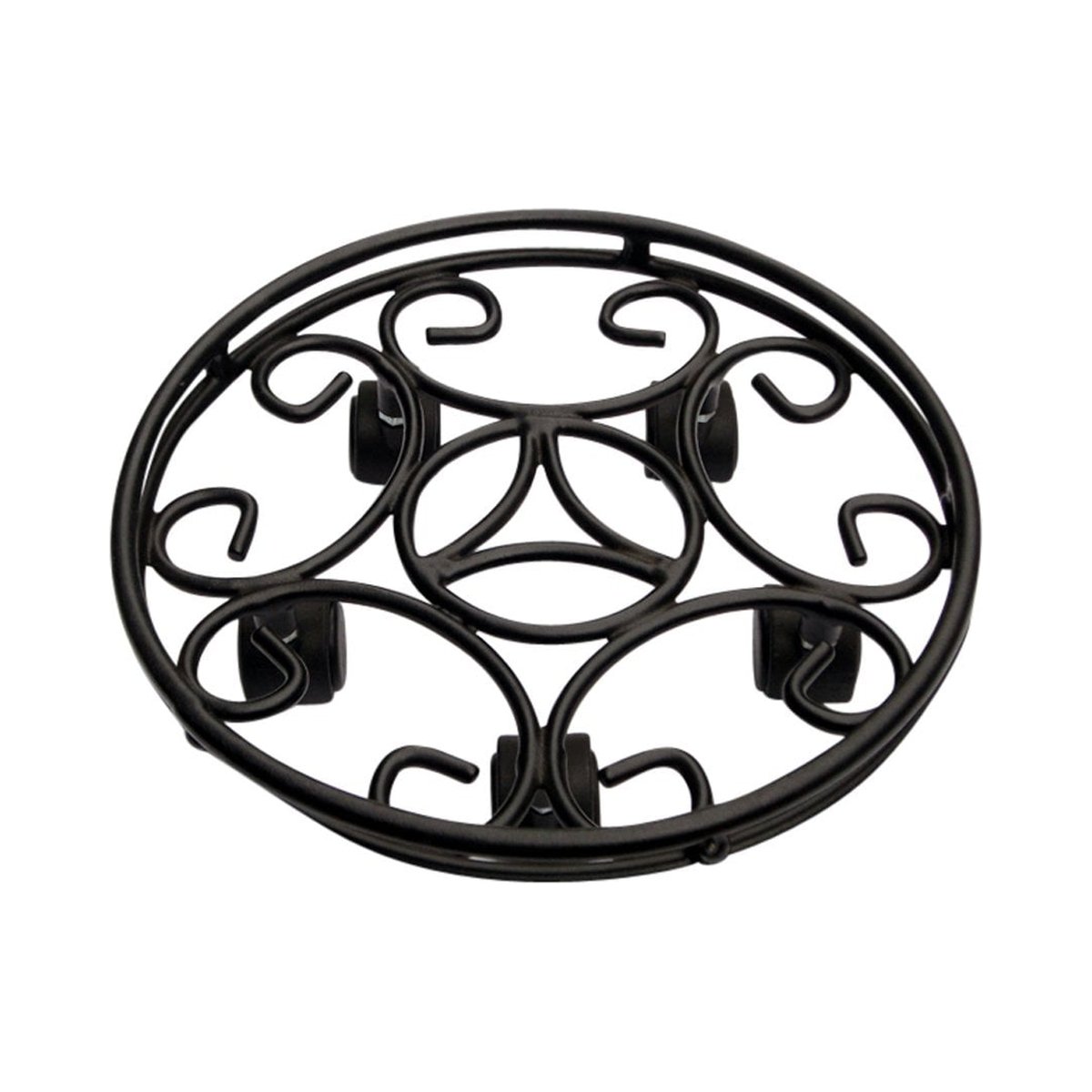 Garden Pride 14" Medium Round Plant Pot Caddy - Black