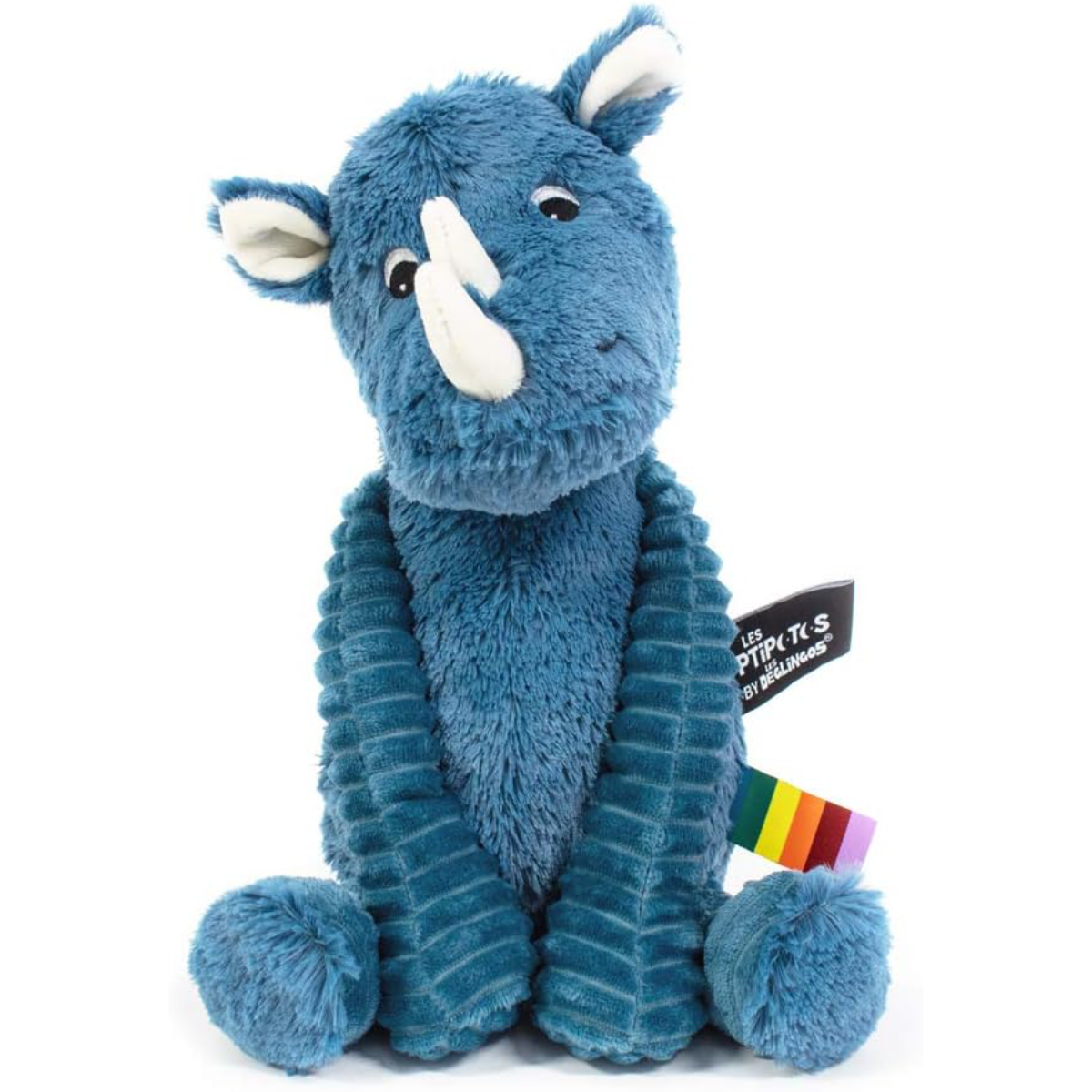 Les Deglingos Grosbisou the Rhino Childrens Plush Toy - Blue