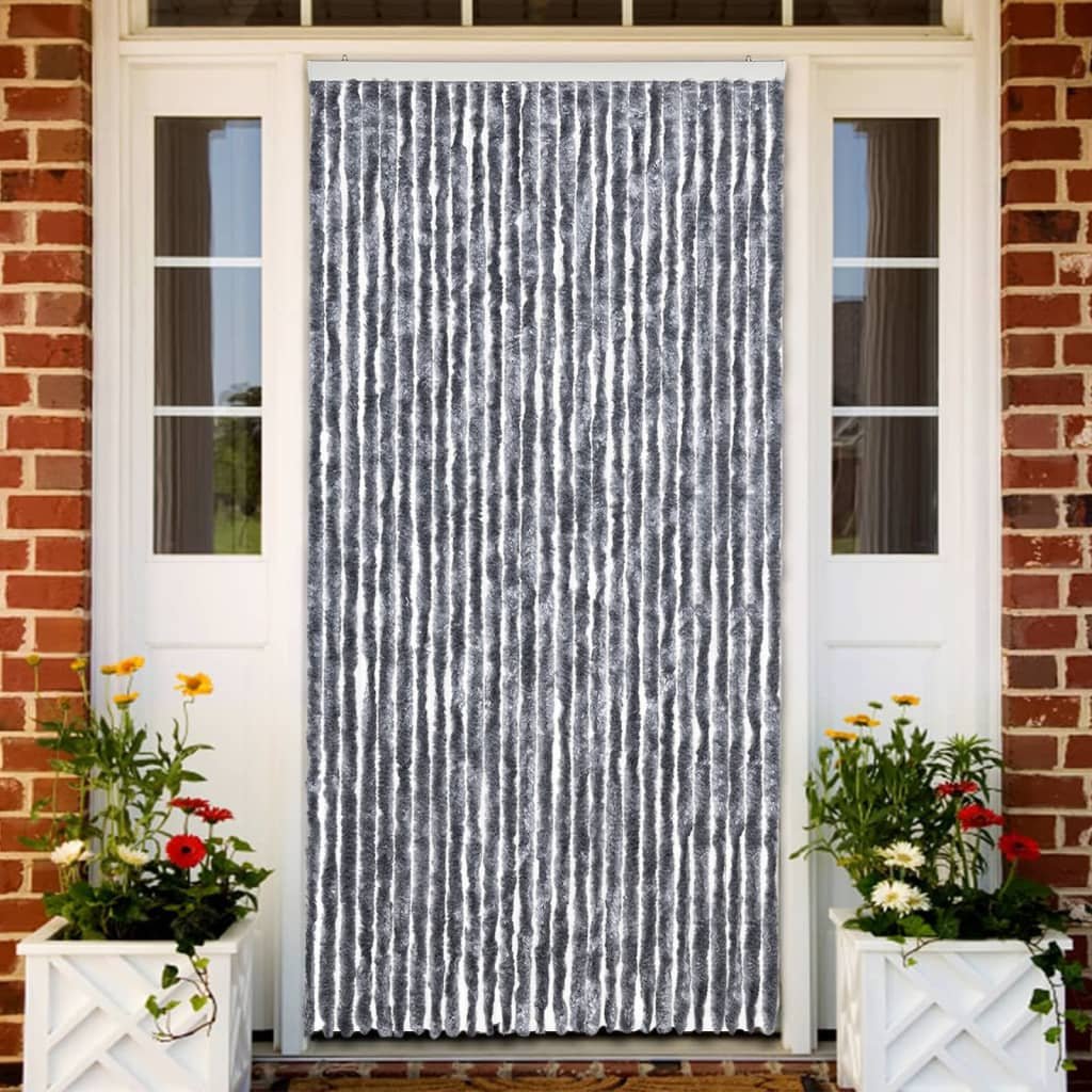 Walplus Chenille Insect Door Curtain - Silver - 118 x 220 cm