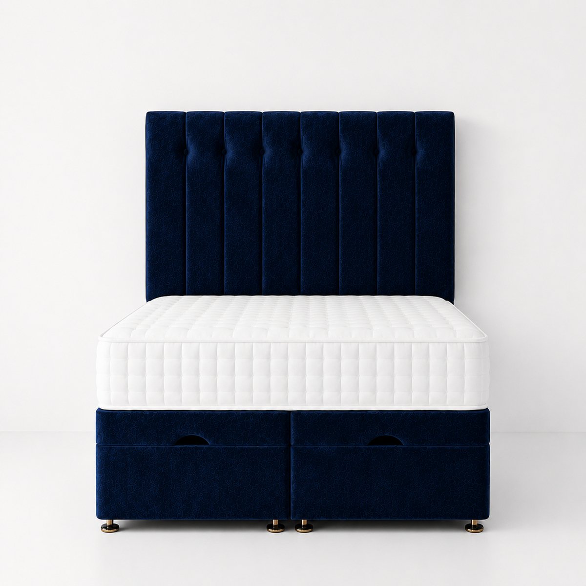Comfy Deluxe Leo 6ft Superking Plush Velvet End Lift Ottoman Bed Set - Blue