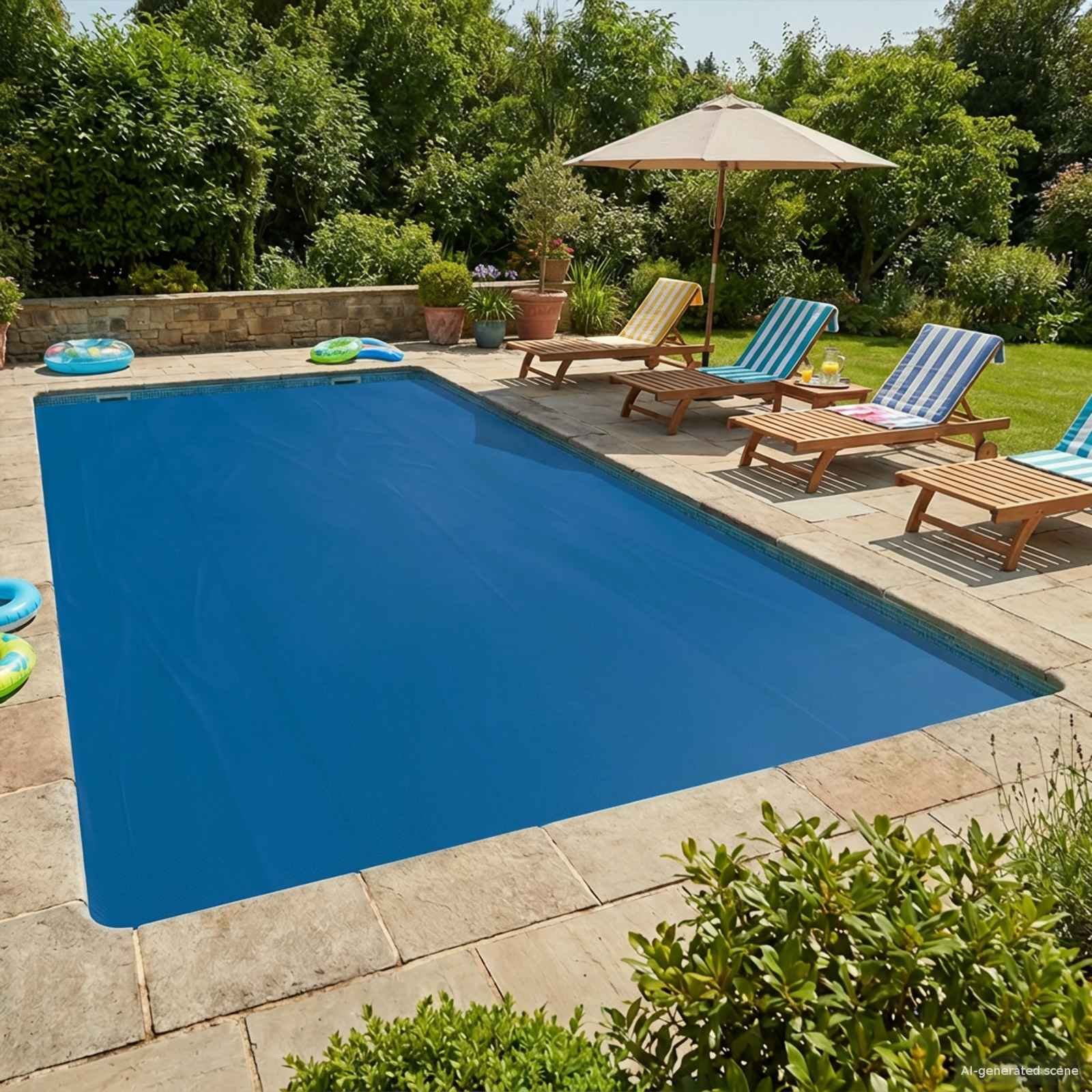 Walplus Square 368 g/m2 Polyethylene Solar Pool Cover - Blue - 300 x 200 cm