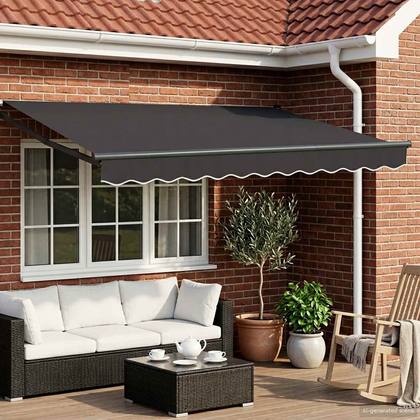 Walplus Electric Aluminium Retractable Awning - Anthracite - 350 x 250 cm