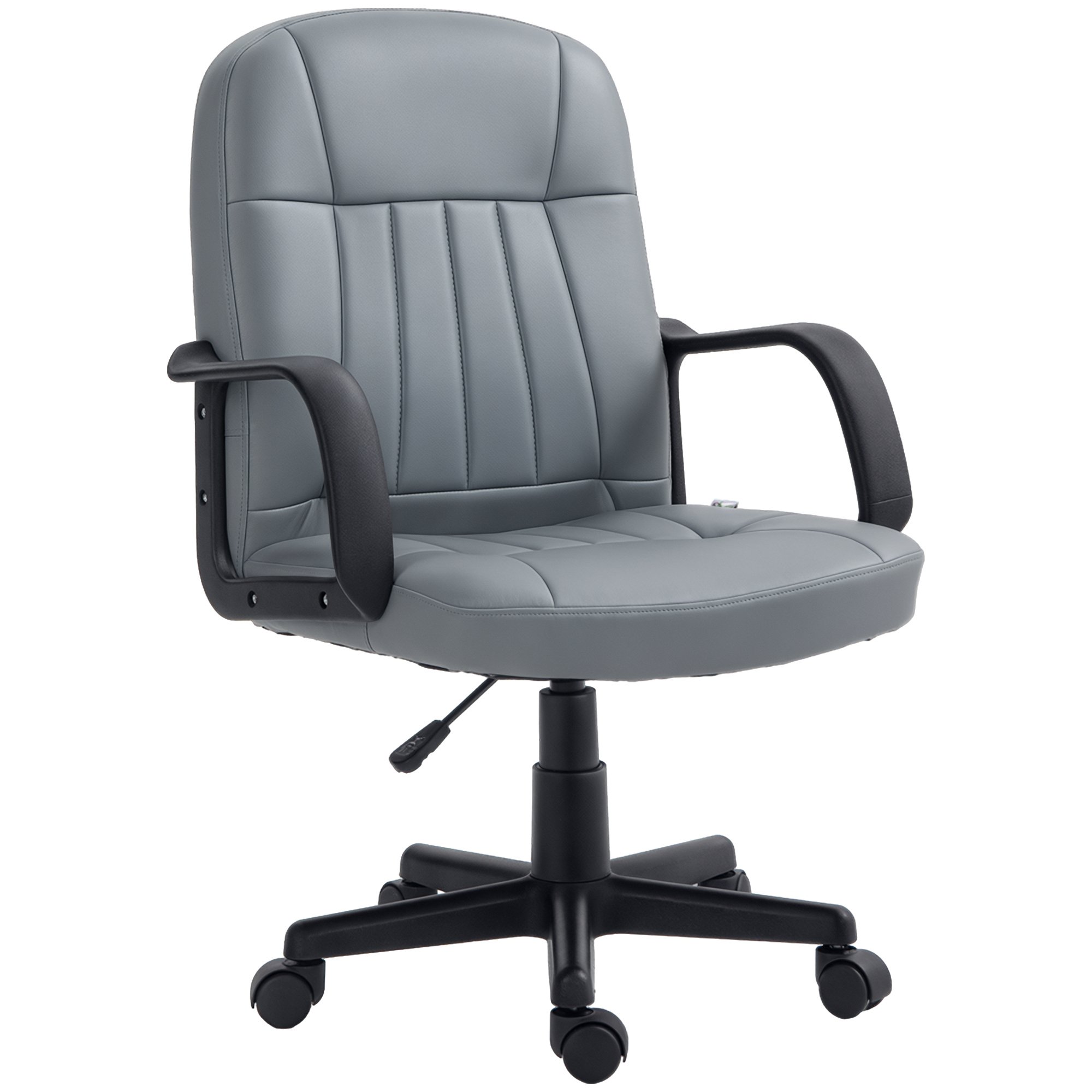 HOMCOM Faux Leather Adjustable Swivel Office Chair - Grey