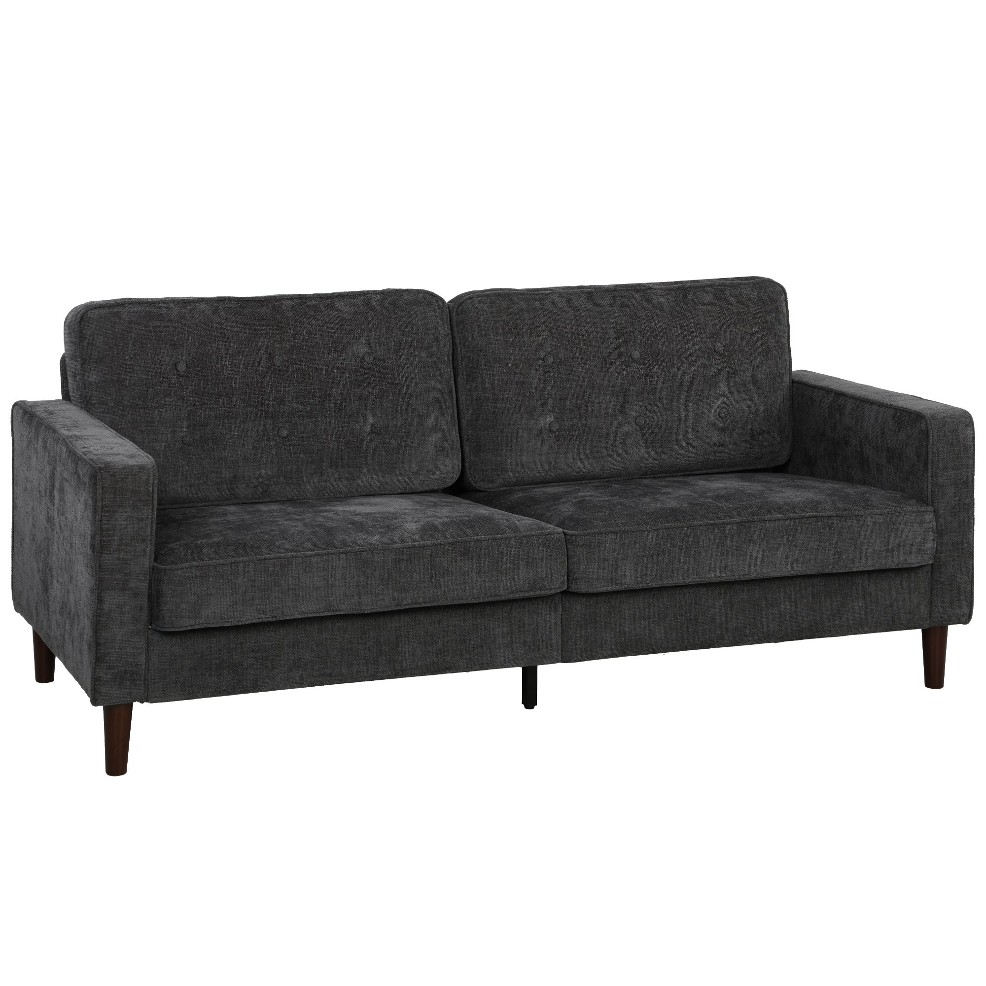 HOMCOM 3 Seater Velvet Modern Button Tufted Sofa - Dark Grey
