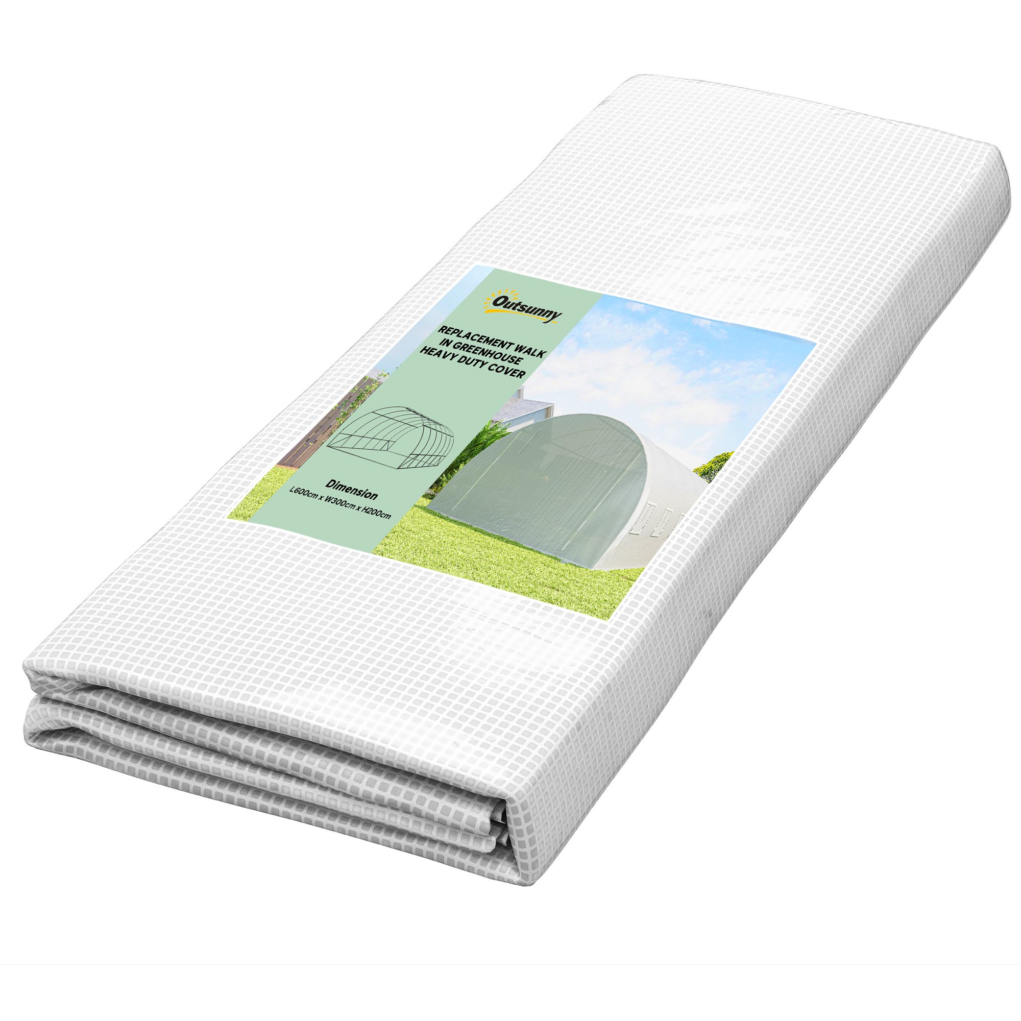 Outsunny PE Polytunnel Greenhouse Replacement Cover – White