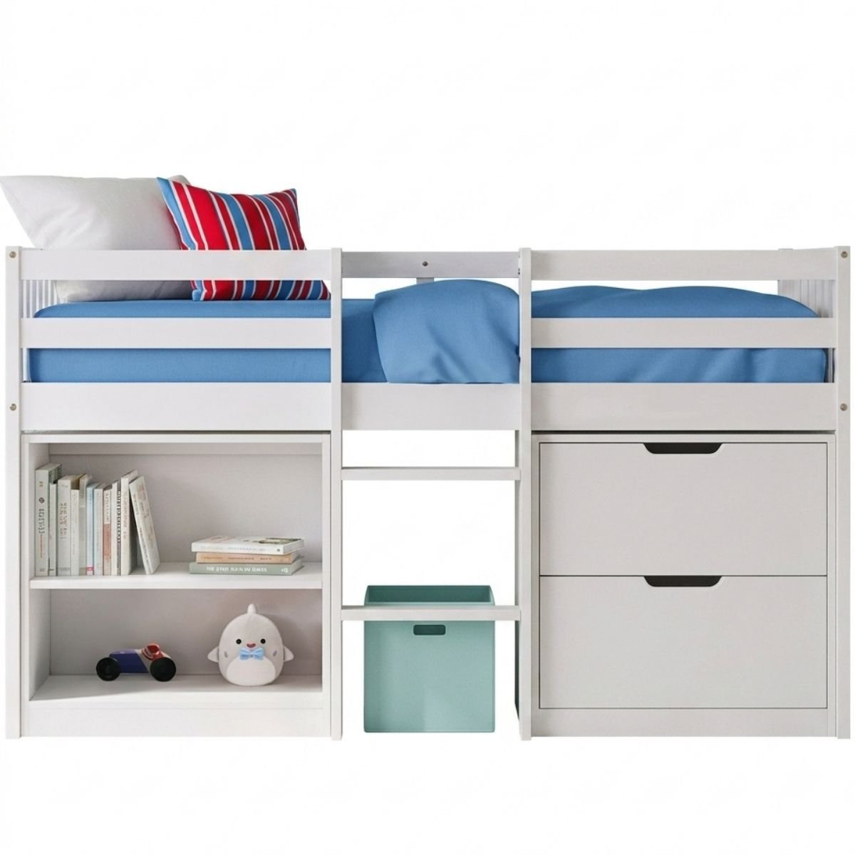 Noa & Nani Jens Shorty Low Cabin Bed With Storage - White