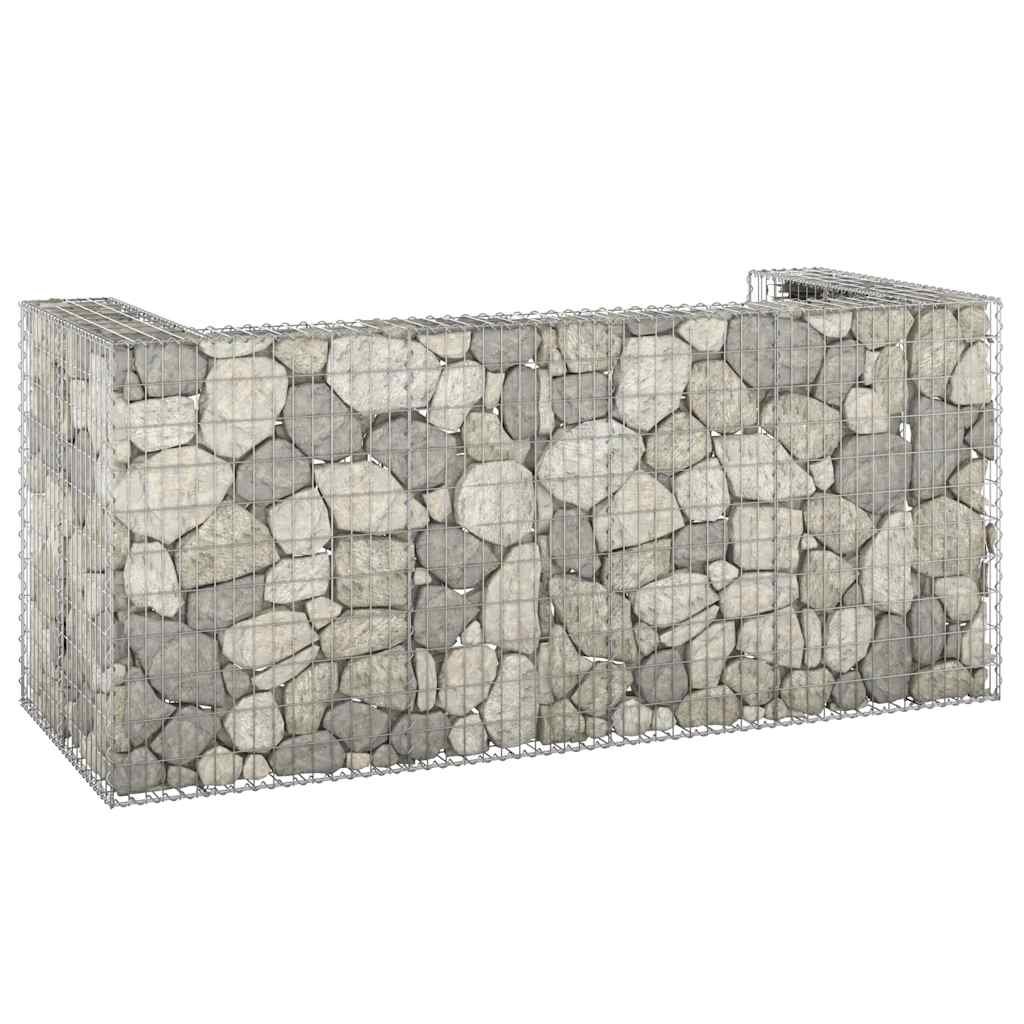 Walplus Galvanised Steel Gabion Wheelie Bin Store - Silver - 254 x 100 x 110 cm