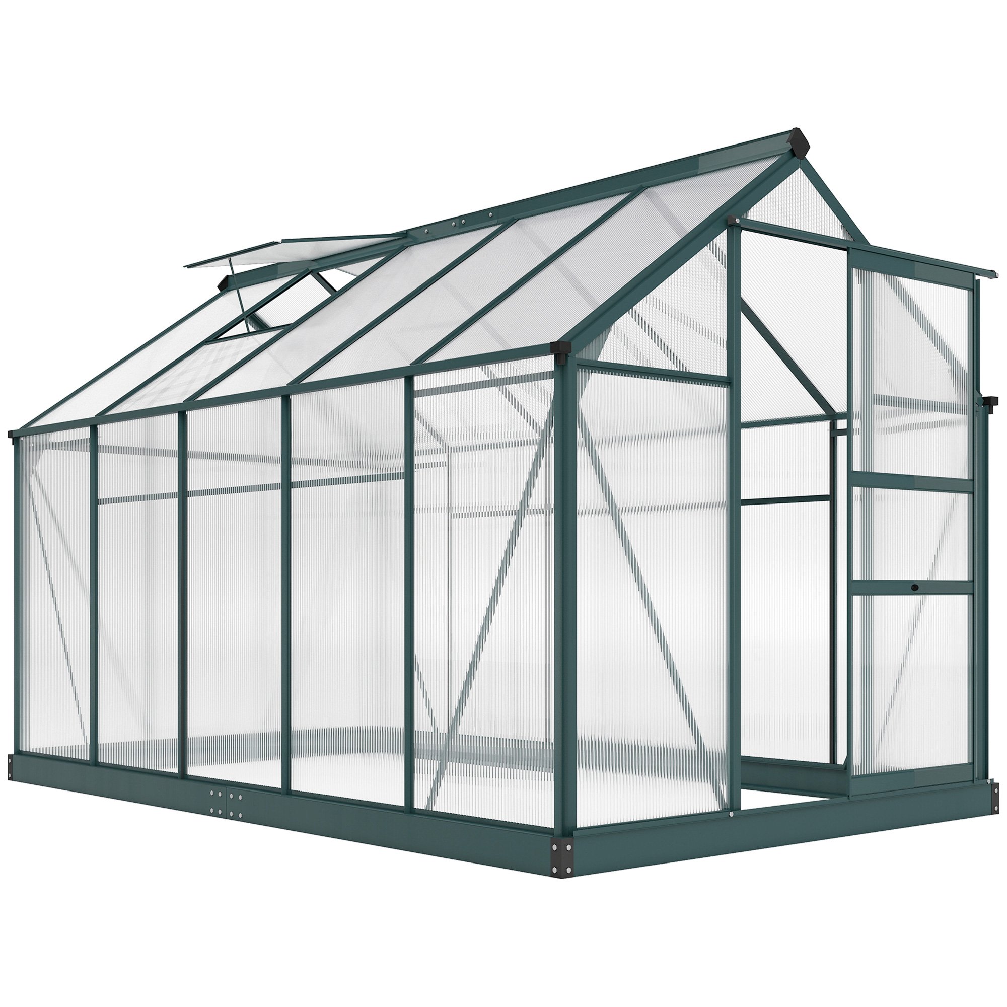 Outsunny Polycarbonate Aluminium Frame Greenhouse – Dark Green