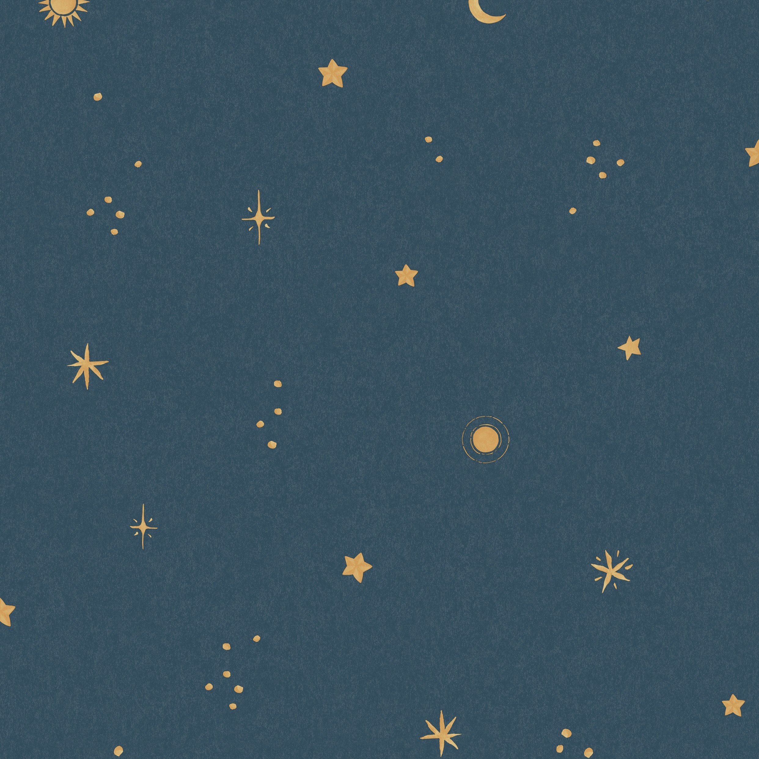 Grandeco Dudley Night Sky Stars Nursery Textured Wallpaper - Blue