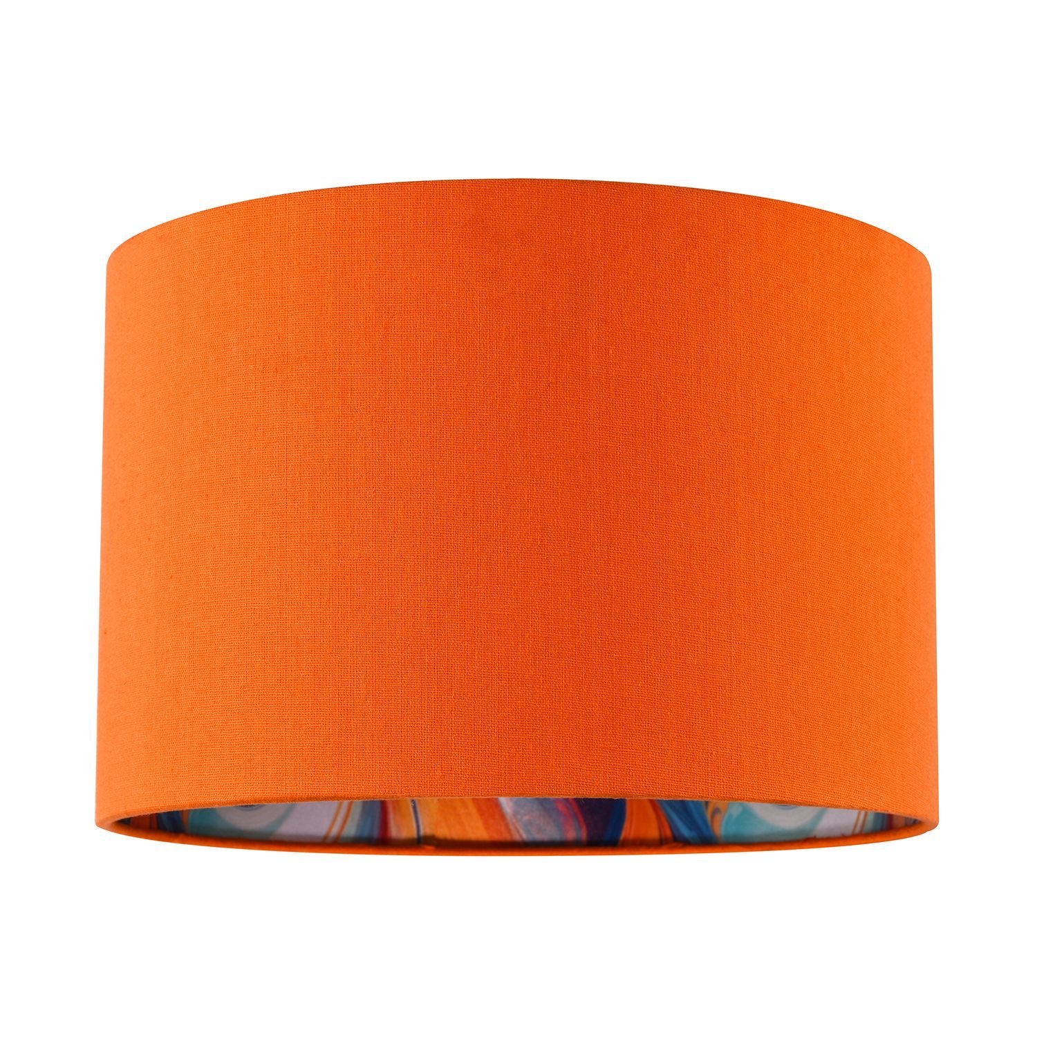 Happy Homewares Orange Linen Fabric with Inner Multi Colour Lampshade - 30cm
