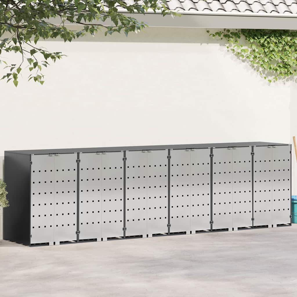Walplus Steel Wheelie Bin Store - Anthracite - 408 x 77.5 x 115.5 cm