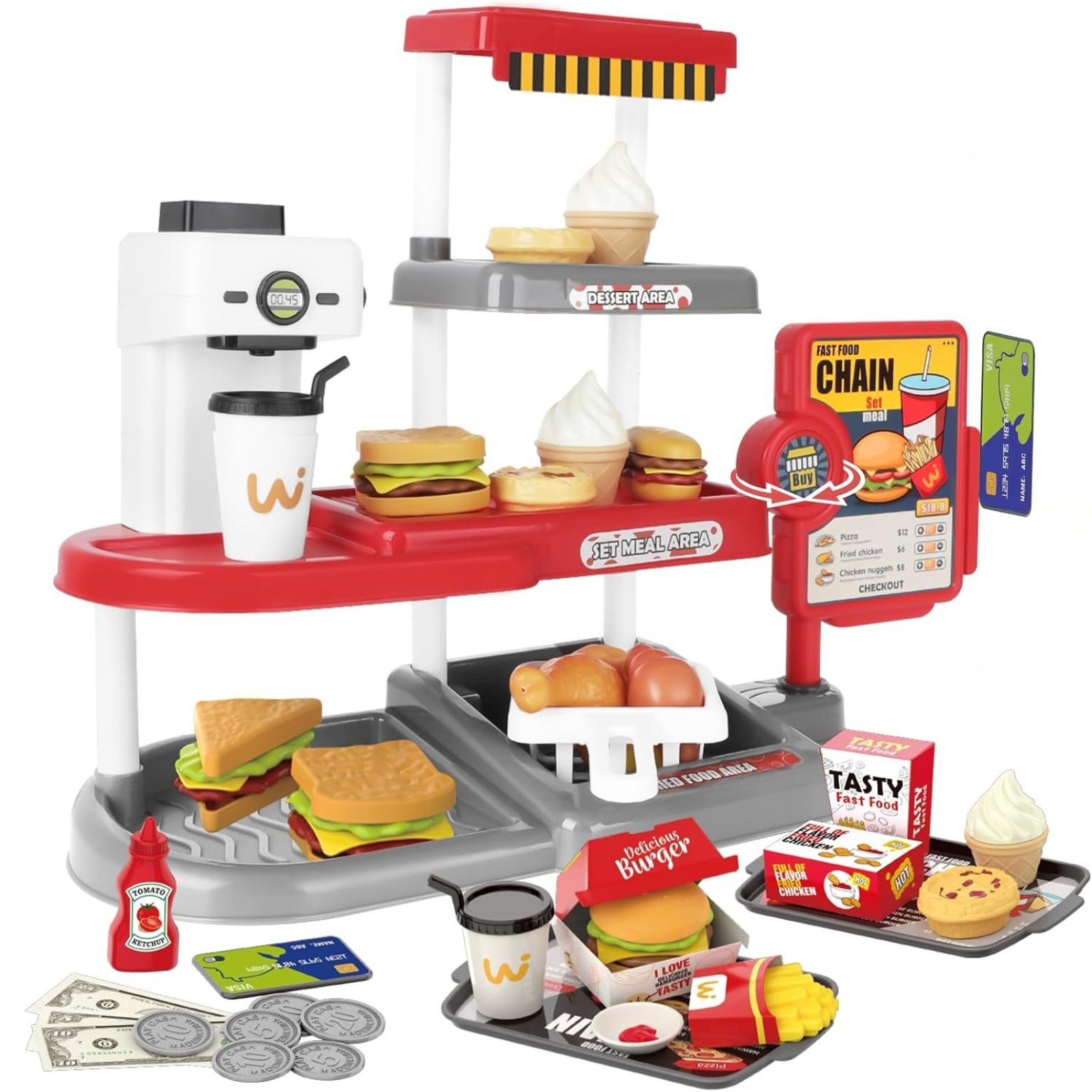 deAO 71PCS Fast Food Playset - Red