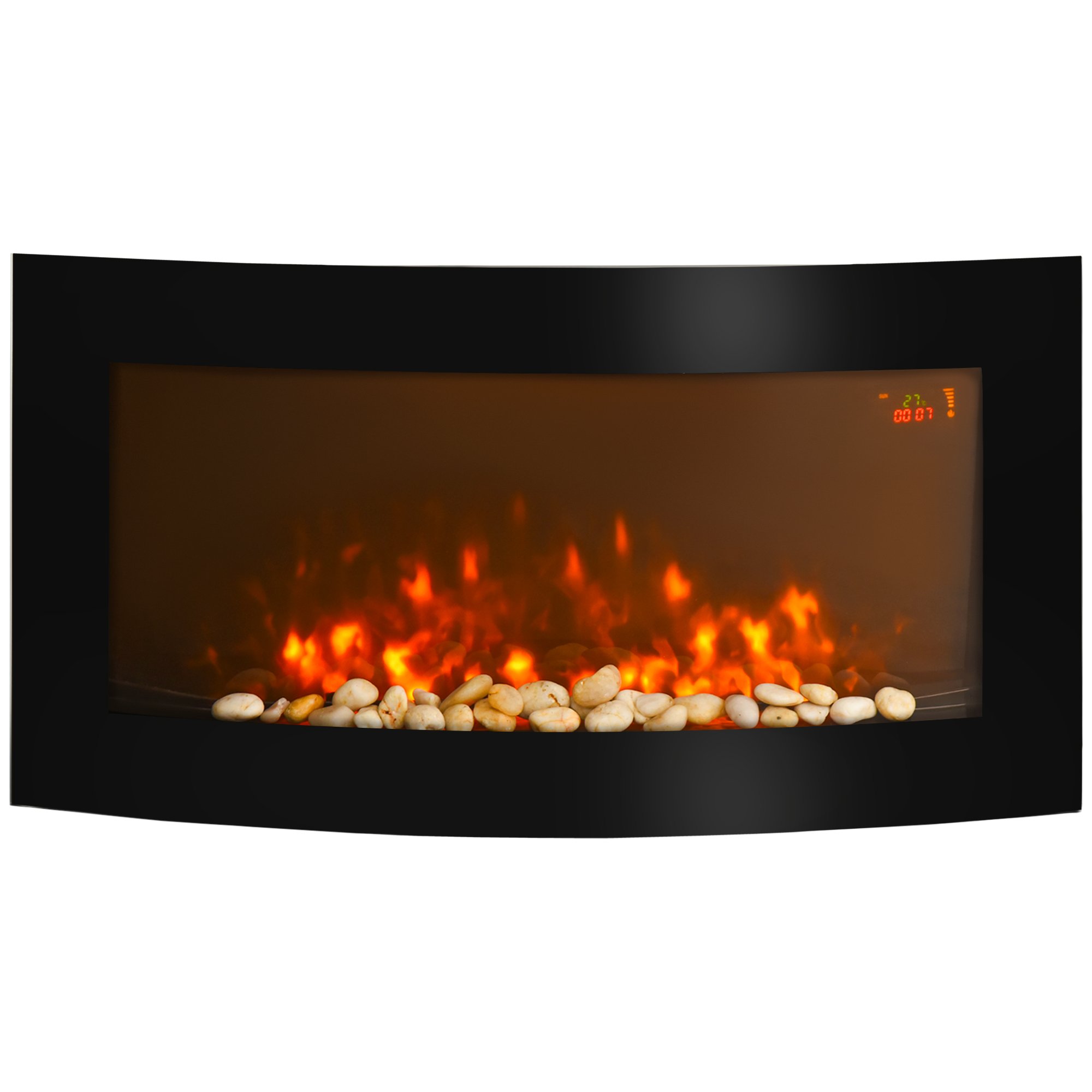 HOMCOM Wall Mounted Electric Fireplace with Side Lights - Black