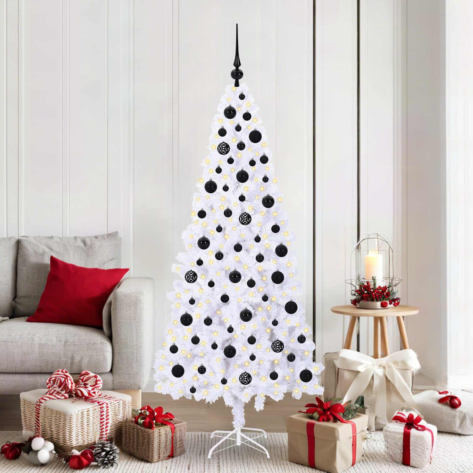 Walplus 300 LED Lights Artificial Christmas Tree 90 cm Wide - White - 180 cm