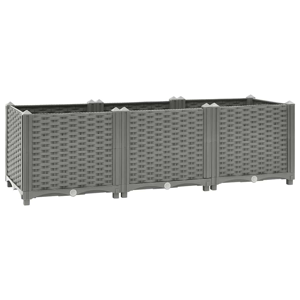 Walplus Polypropylene Raised Garden Bed - Light Grey - 120 x 40 x 38 cm