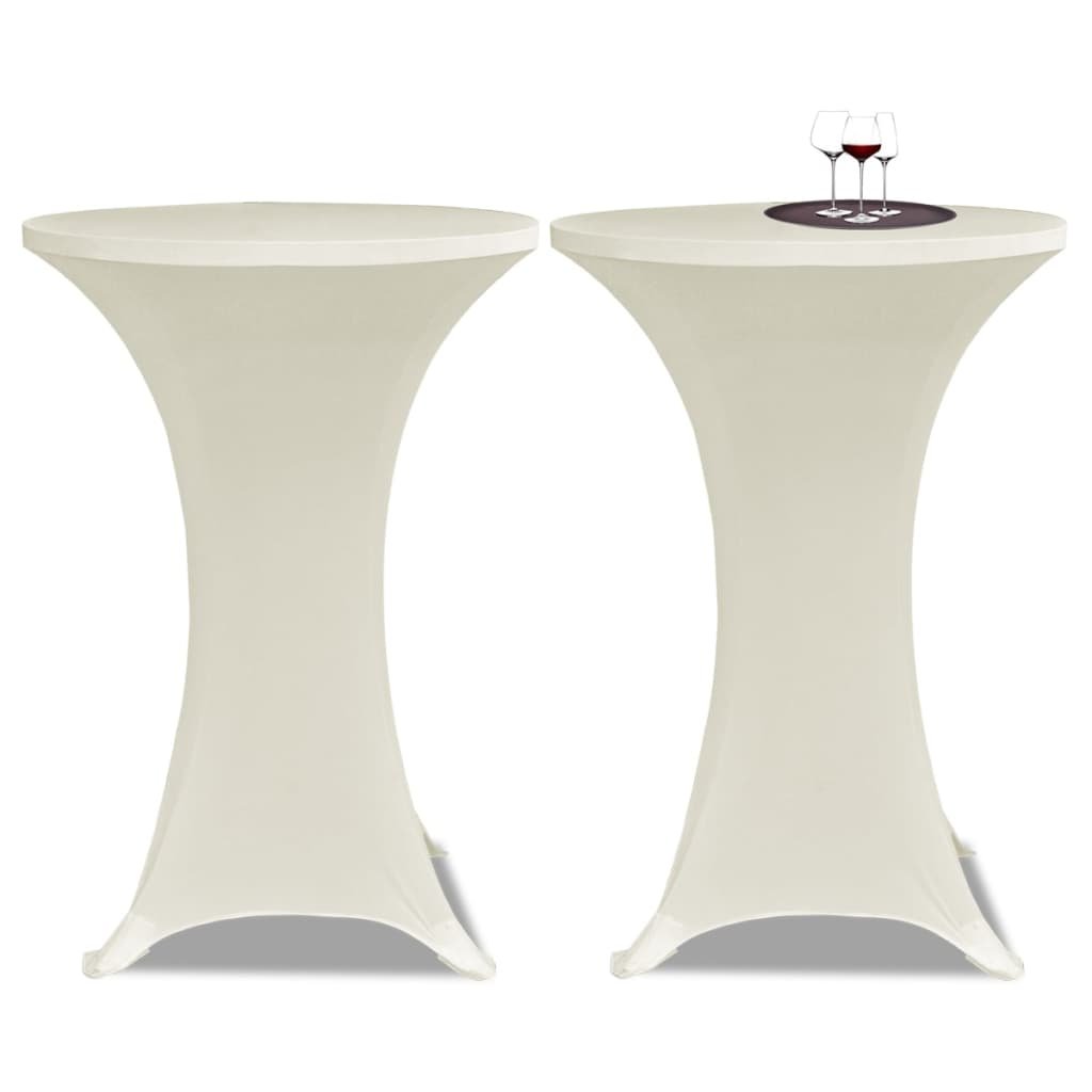 Walplus Pack of 2 Standing Table Cover Stretch - Cream - dia 60cm