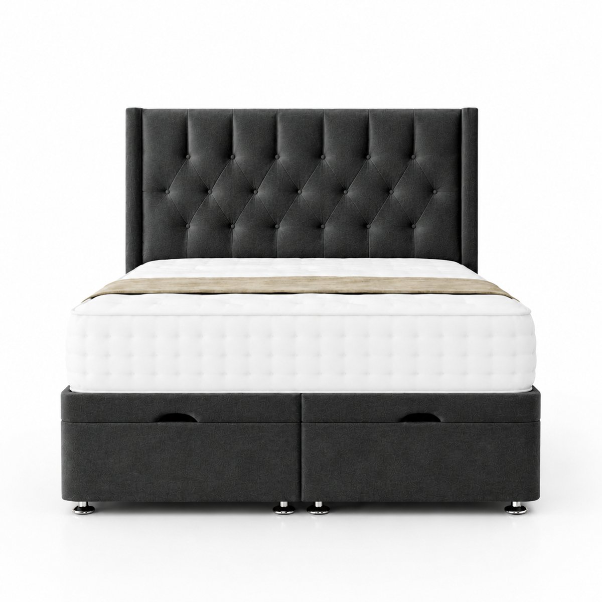 Comfy Deluxe  Miami Wing 6ft Superking  End Lift Ottoman Bed Set - Grey