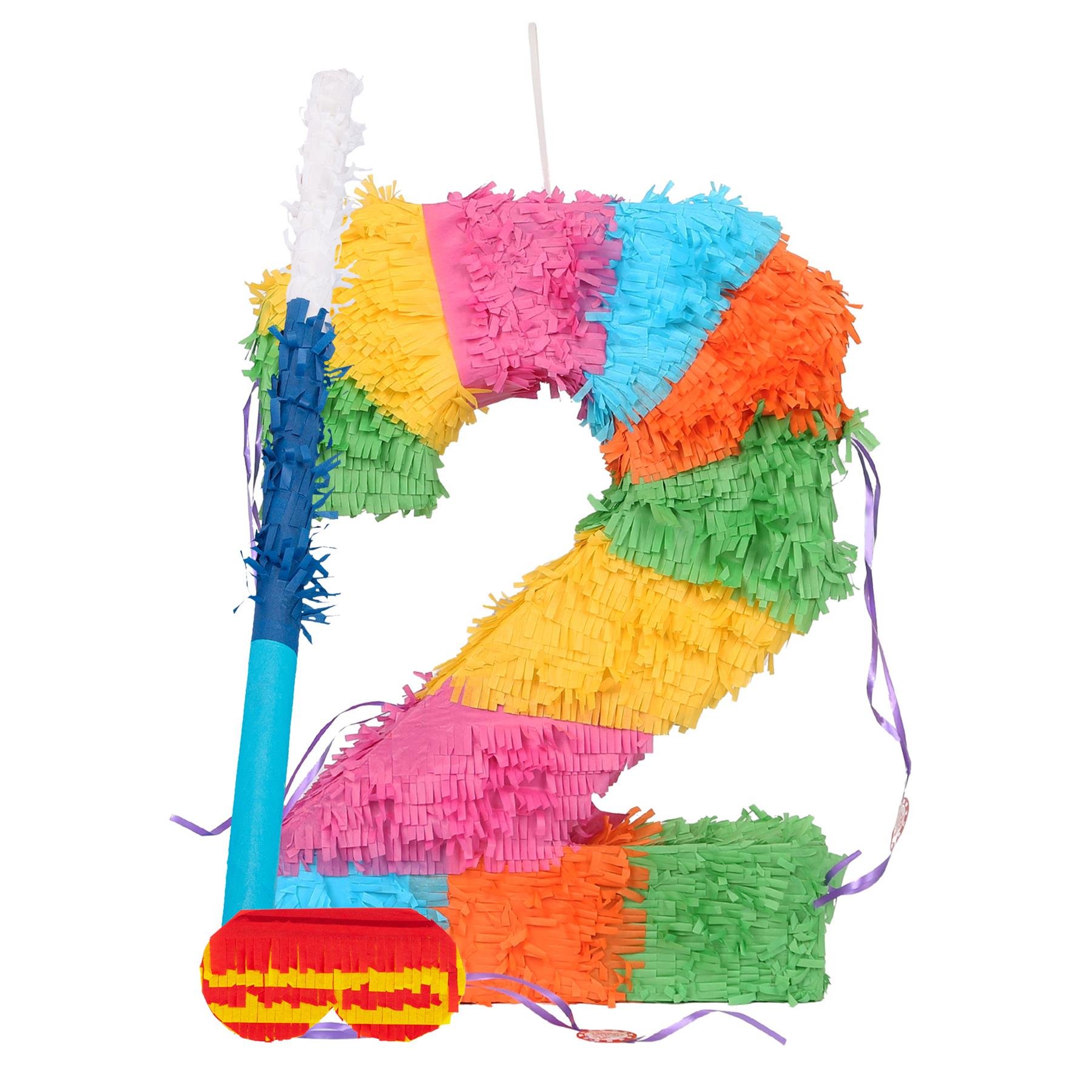 Fax Potato Number 2 Pinata Set with Stick & Blindfold - Blue Stick