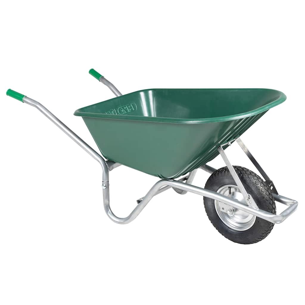Walplus Galvanised Steel Wheelbarrow 90 L 150 kg and - Green - 140 x 63 x 65 cm