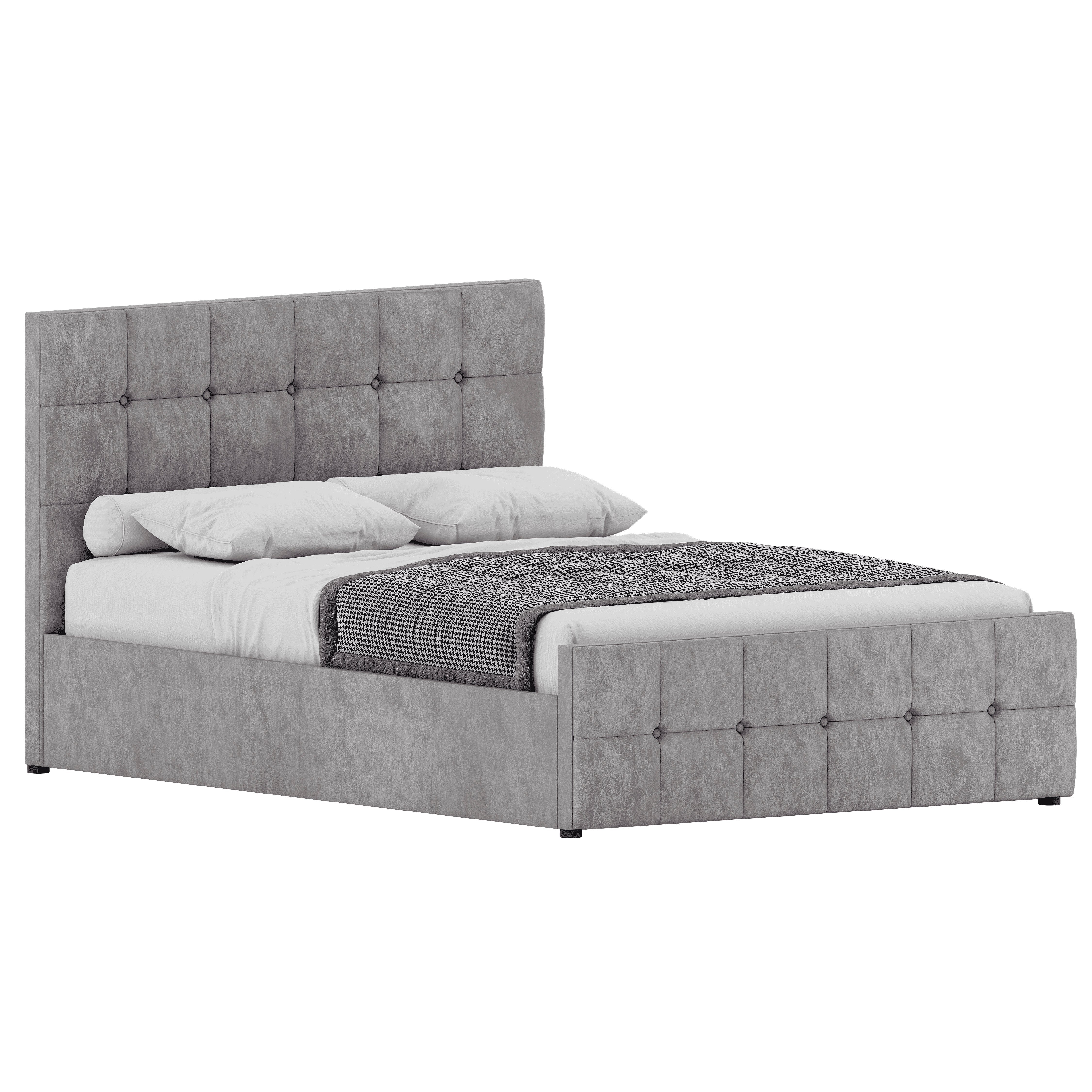Vida Designs Valentina Double Crushed Velvet Ottoman Bed - Silver