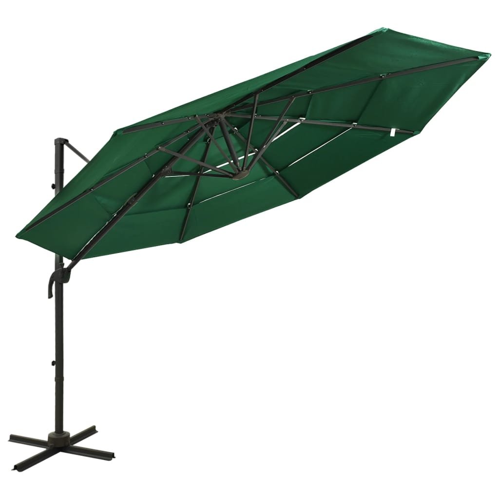 Walplus Polyester Garden Parasol - Green - 300 x 300 x 247 cm